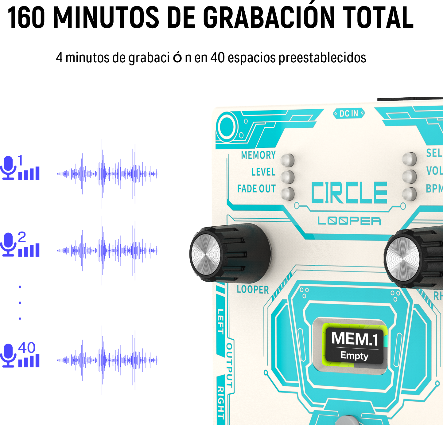 Donner Efecto de Guitarra Circle Looper con Pantalla de Tiempo y Máquina de Ritmos donner music mexico