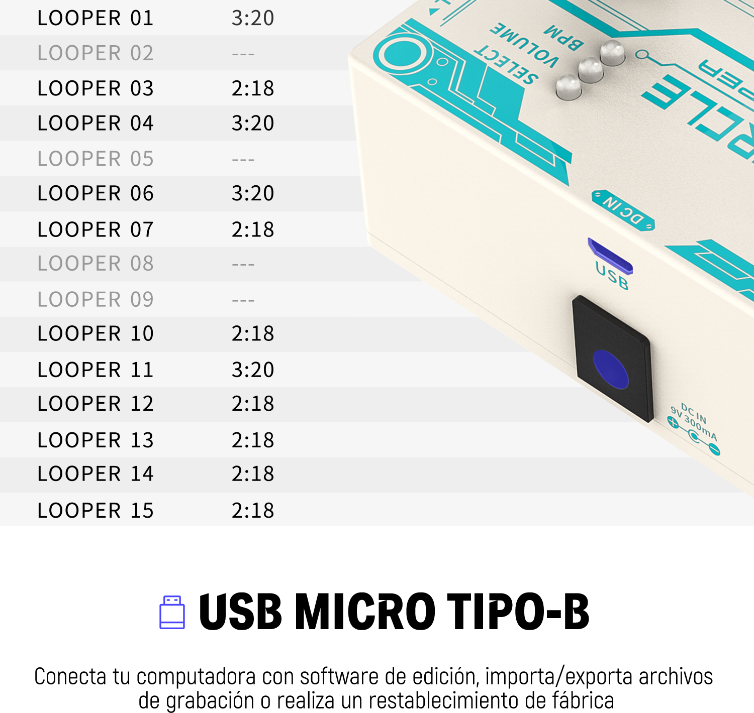 Donner Efecto de Guitarra Circle Looper con Pantalla de Tiempo y Máquina de Ritmos donner music mexico