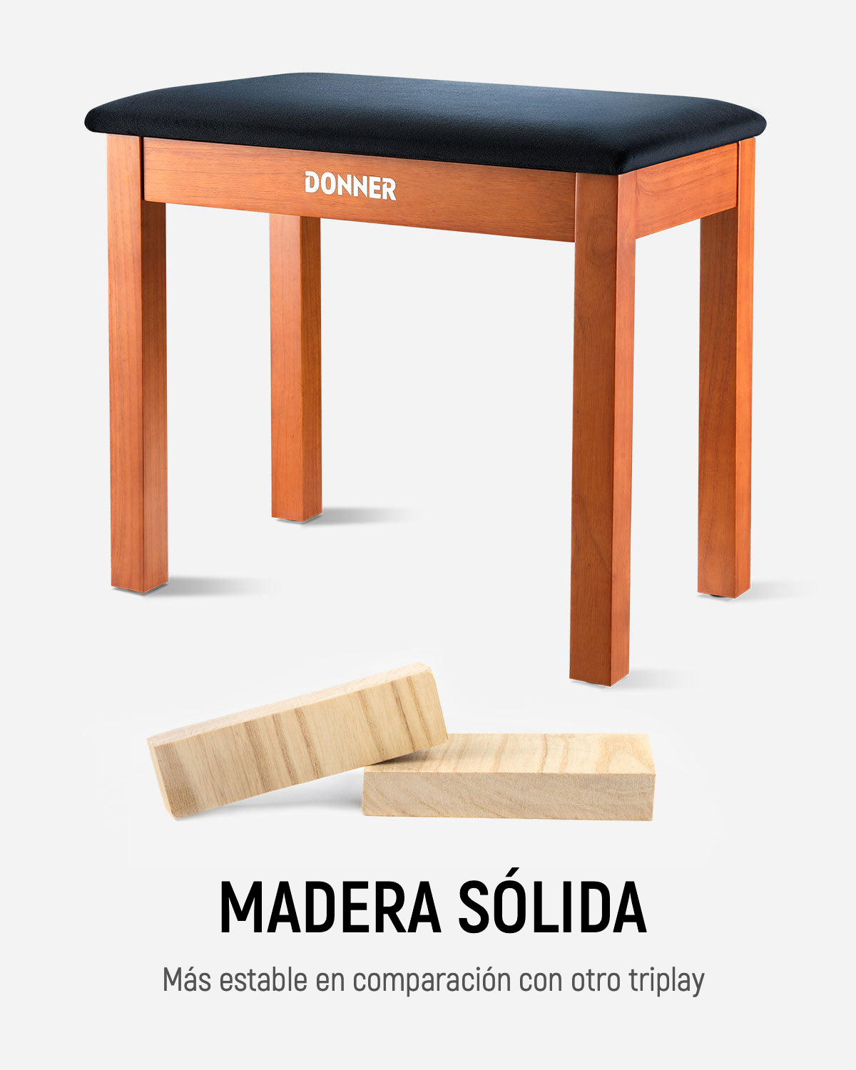 Donner Banco para piano de madera maciza con almacenaje Color madera donner music mexico