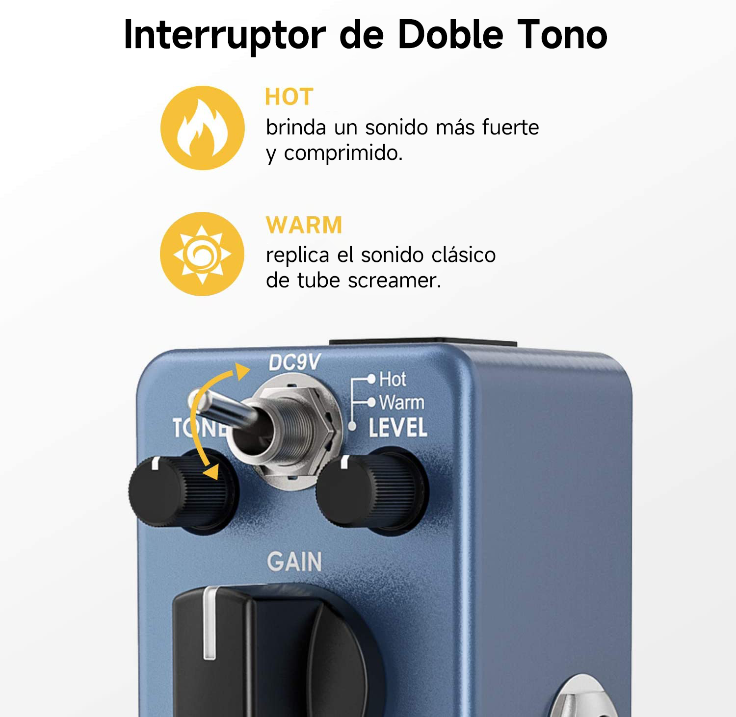 Donner Pedal de Overdrive con switch de 2 Tonos donner music mexico