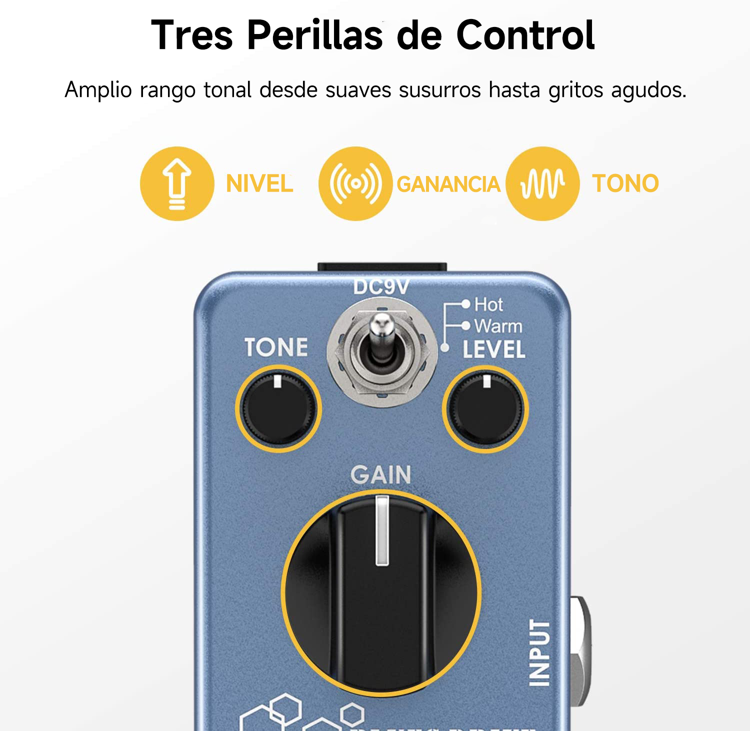 Donner Pedal de Overdrive con switch de 2 Tonos donner music mexico