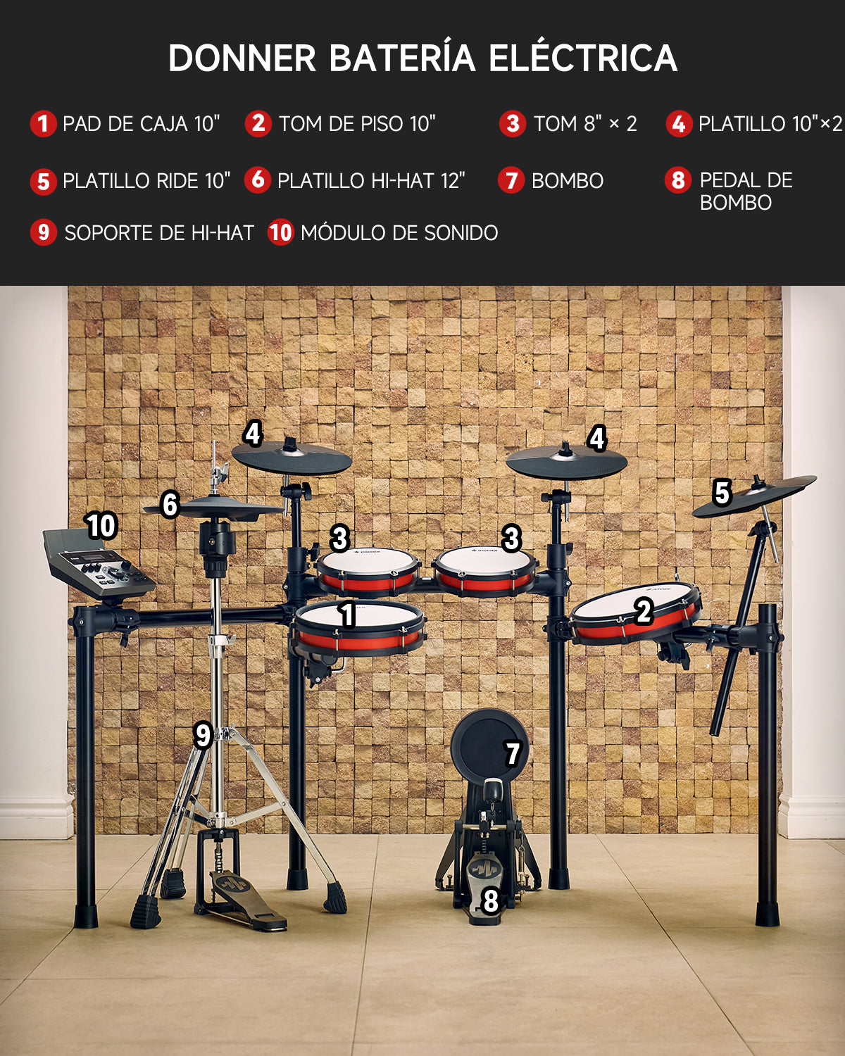 Donner DED-200Pro Batería Electrónica Hi-hat independiente