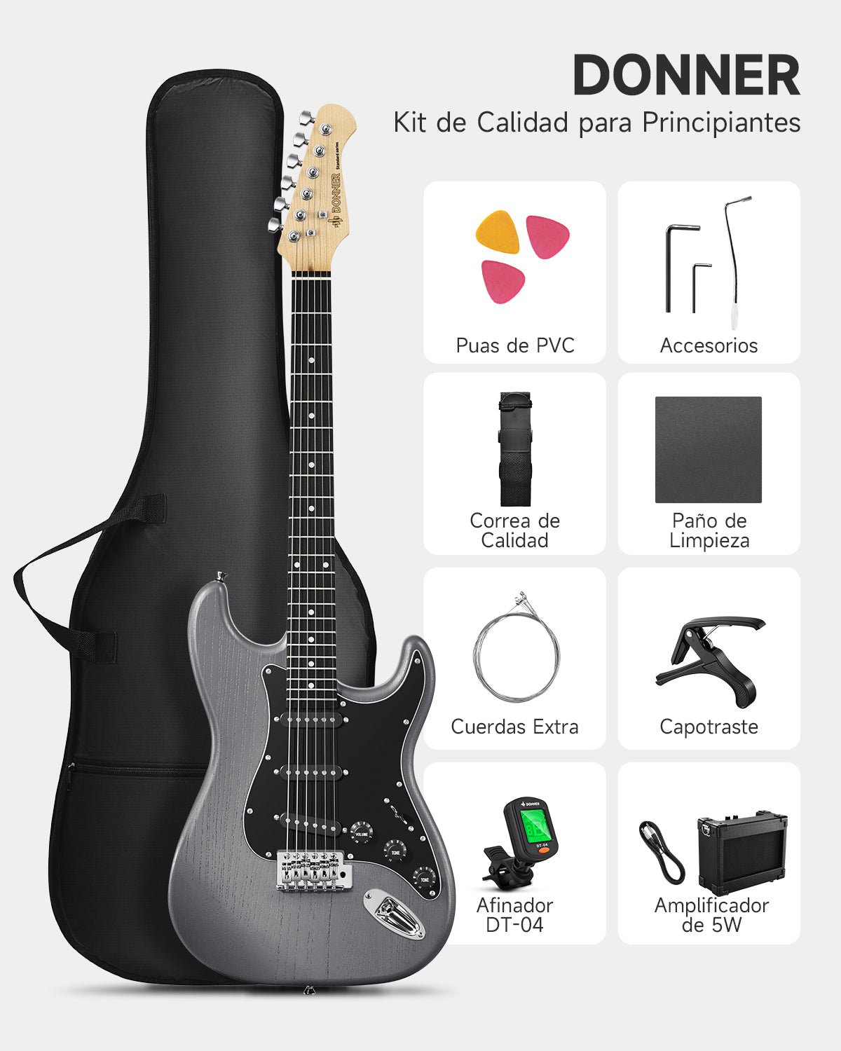 Donner DST-80 Juego de guitarra eléctrica matton black