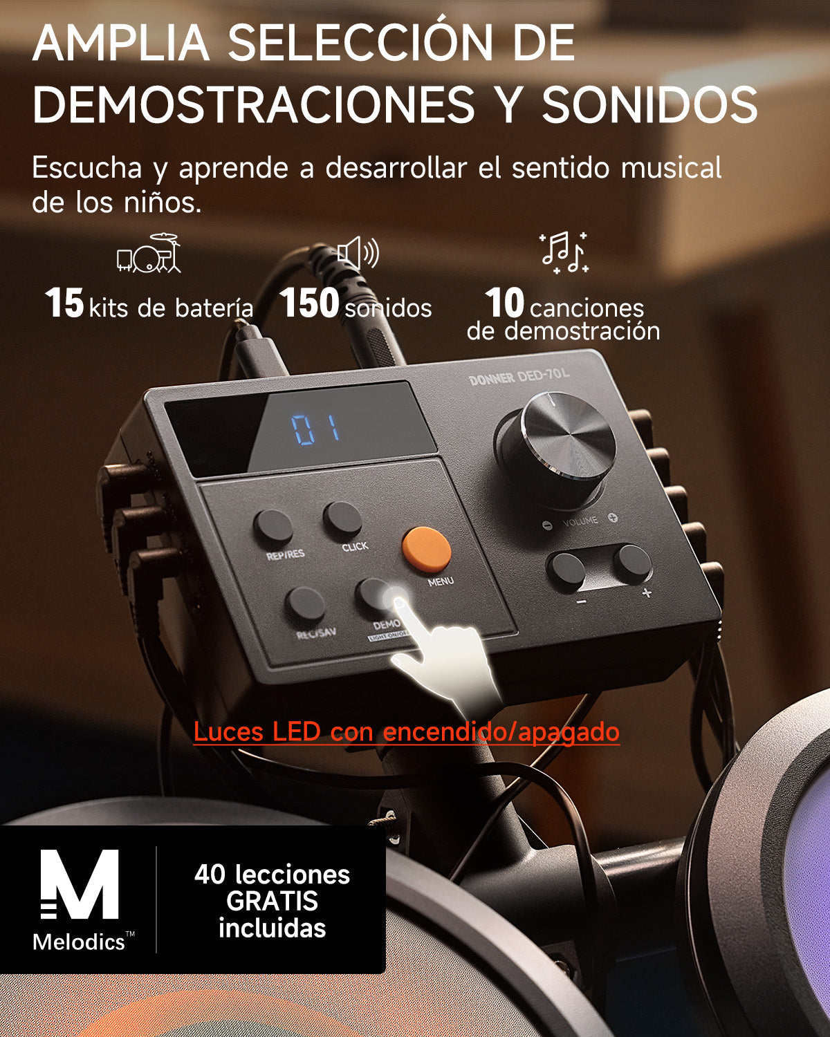 Donner DED-70 Kit Batería Eléctrica Para Niños -DED-70 Con luz##