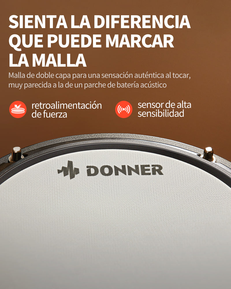 Donner DED-80 Kit de Batería Electrónica para principiantes con 180 sonidos, con parche silencioso y pedales de uso rudo, incluye banco, baquetas y audífonos, ligero y portátil