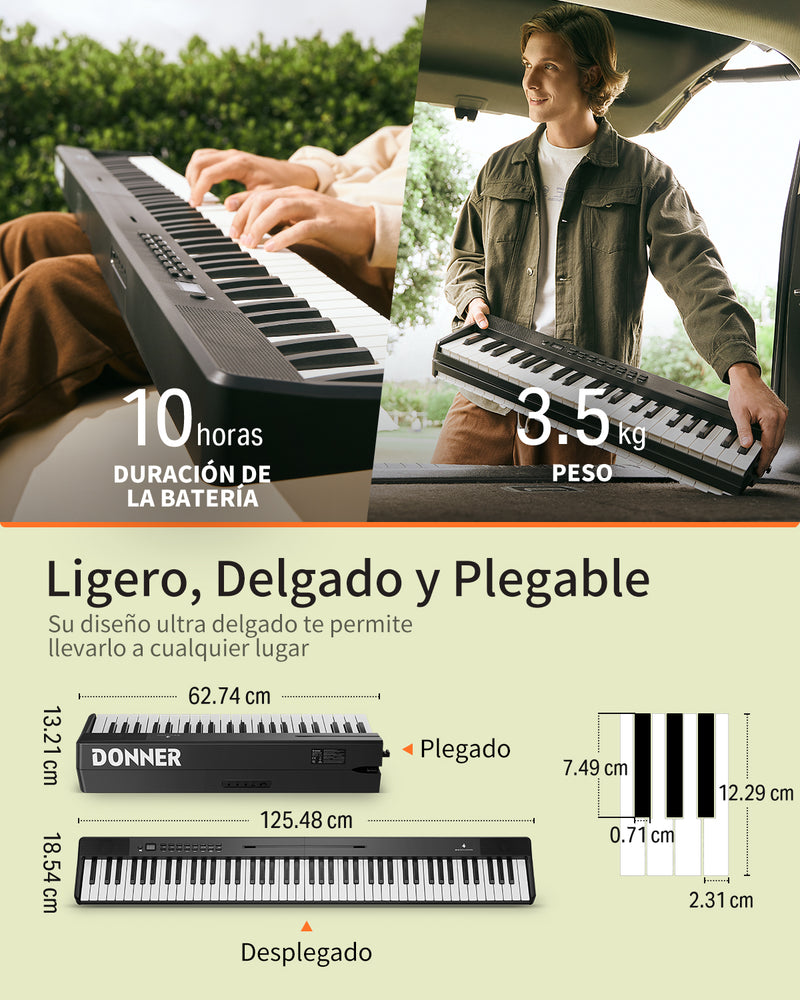 Donner DP-10 Piano digital electrónico plegable  mexico