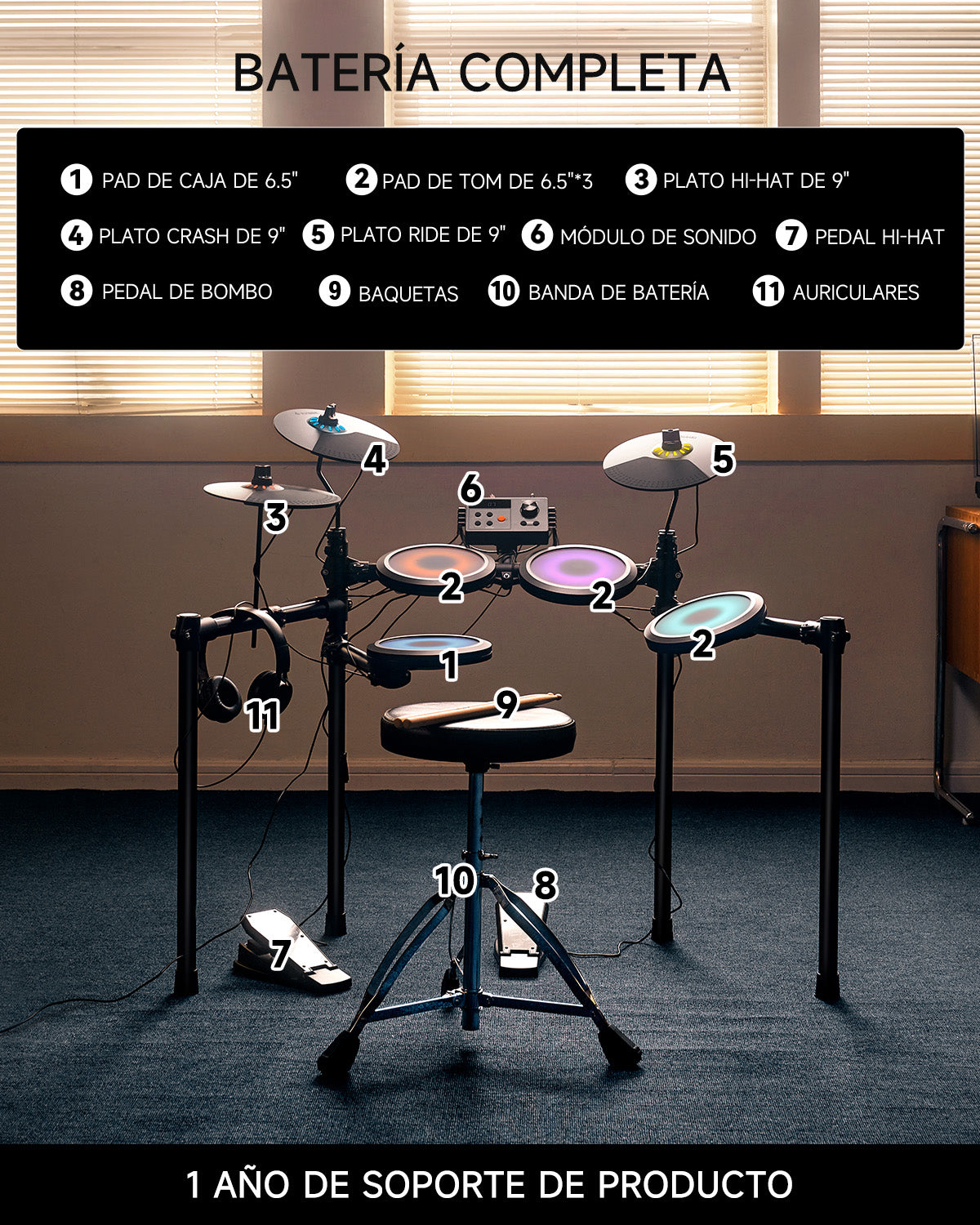 Donner DED-70 Kit Batería Eléctrica Para Niños -DED-70 Con luz##