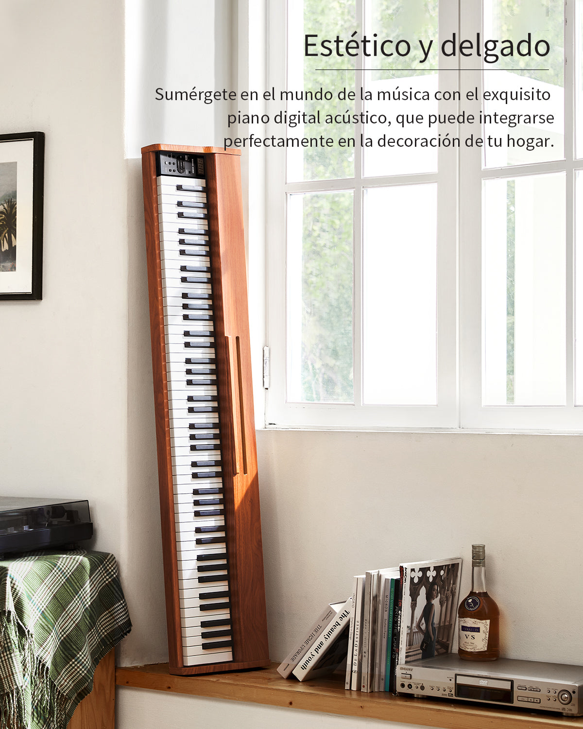 Donner DEP-1S Piano digital semicontrapesado con soporte, piano eléctrico estilo madera + pedal