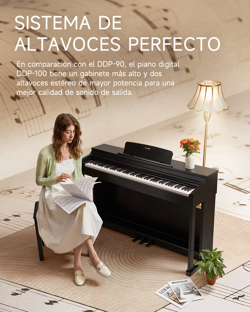 Donner DDP-100 Piano Digital Negro de 88 Teclas de Peso Completo para Principiantes