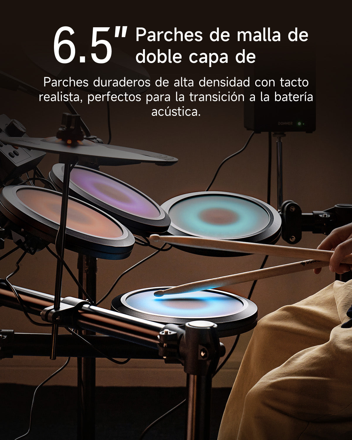 Donner DED-70L Batería Electrónica con luces LED