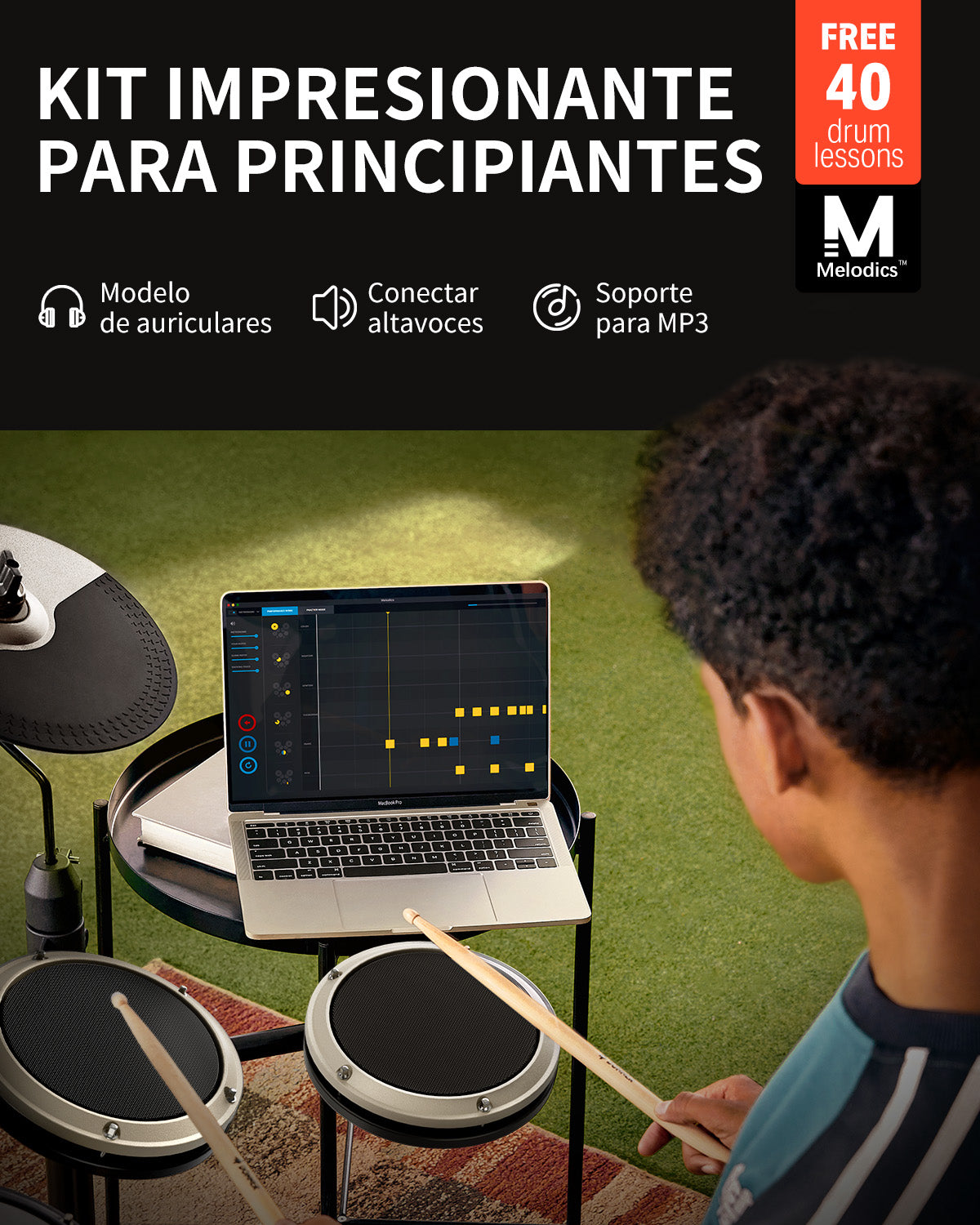 Donner DED-80 Baterias Electronicas Para Principiantes-Blanco##