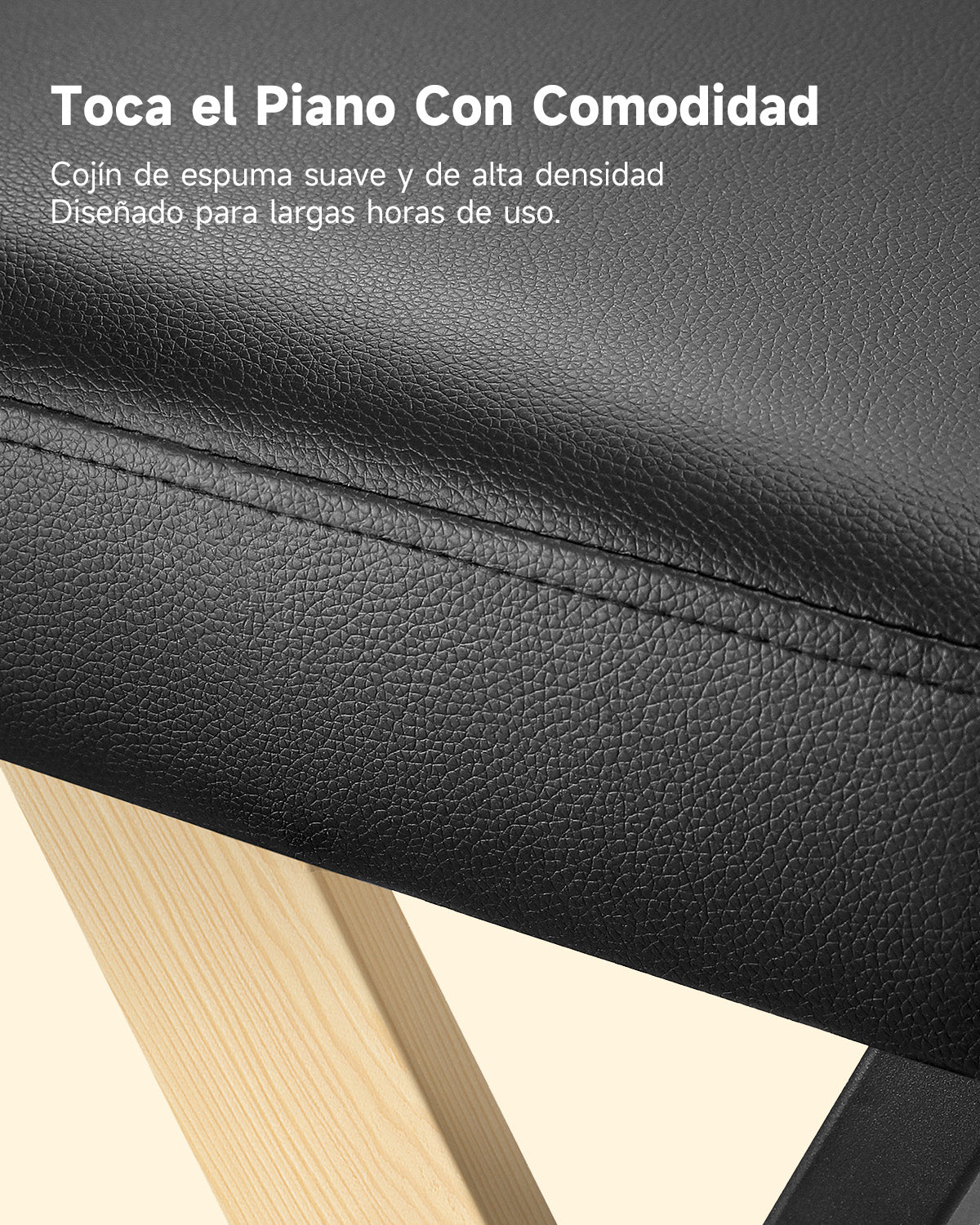 Donner DKB-300 Bancito de piano estilo hogar con cojín grueso, color de madera claro