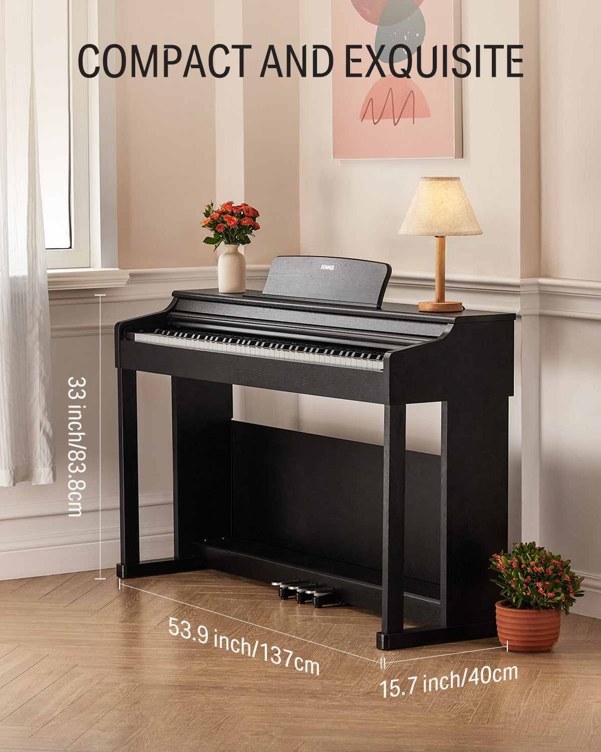 Donner DDP-100 Piano Digital Negro de 88 Teclas de Peso Completo para Principiantes-Negro##