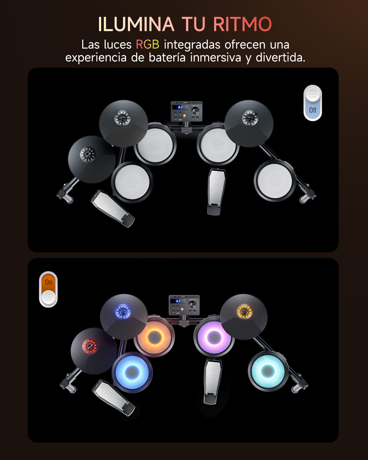 Donner DED-70L Batería Electrónica con luces LED