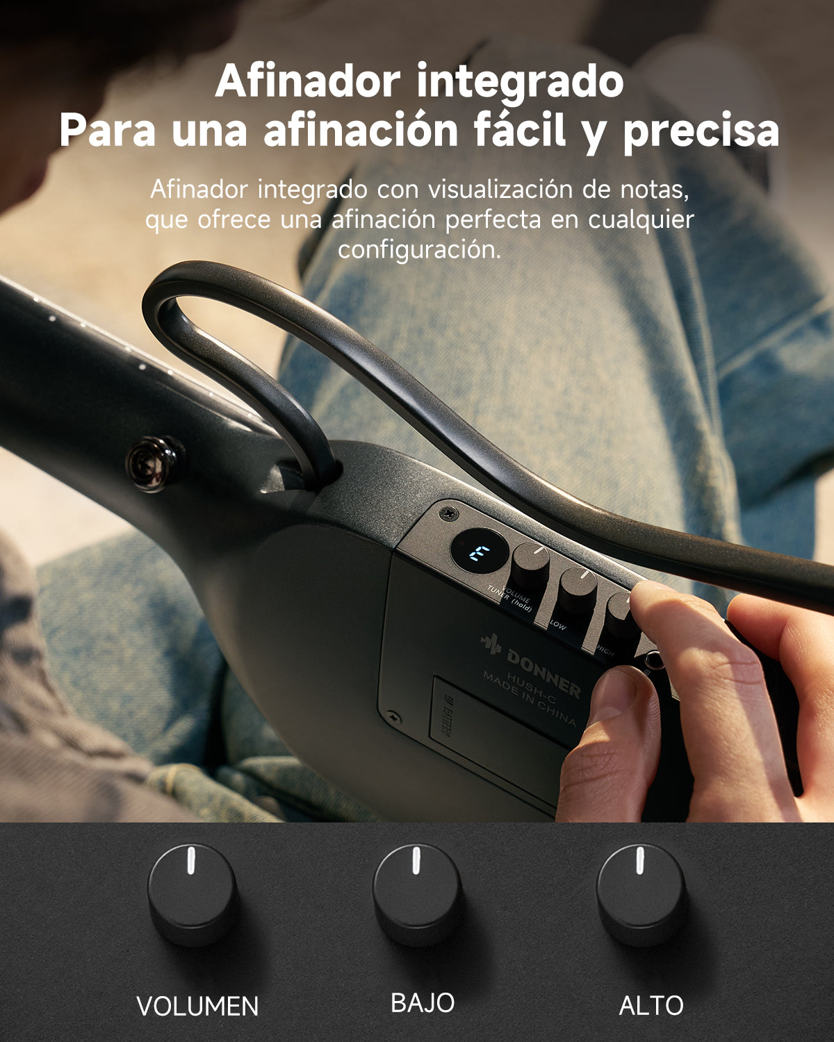 Donner HUSH C Guitarras Clásicas de Cuerdas de Nylon-Negro##