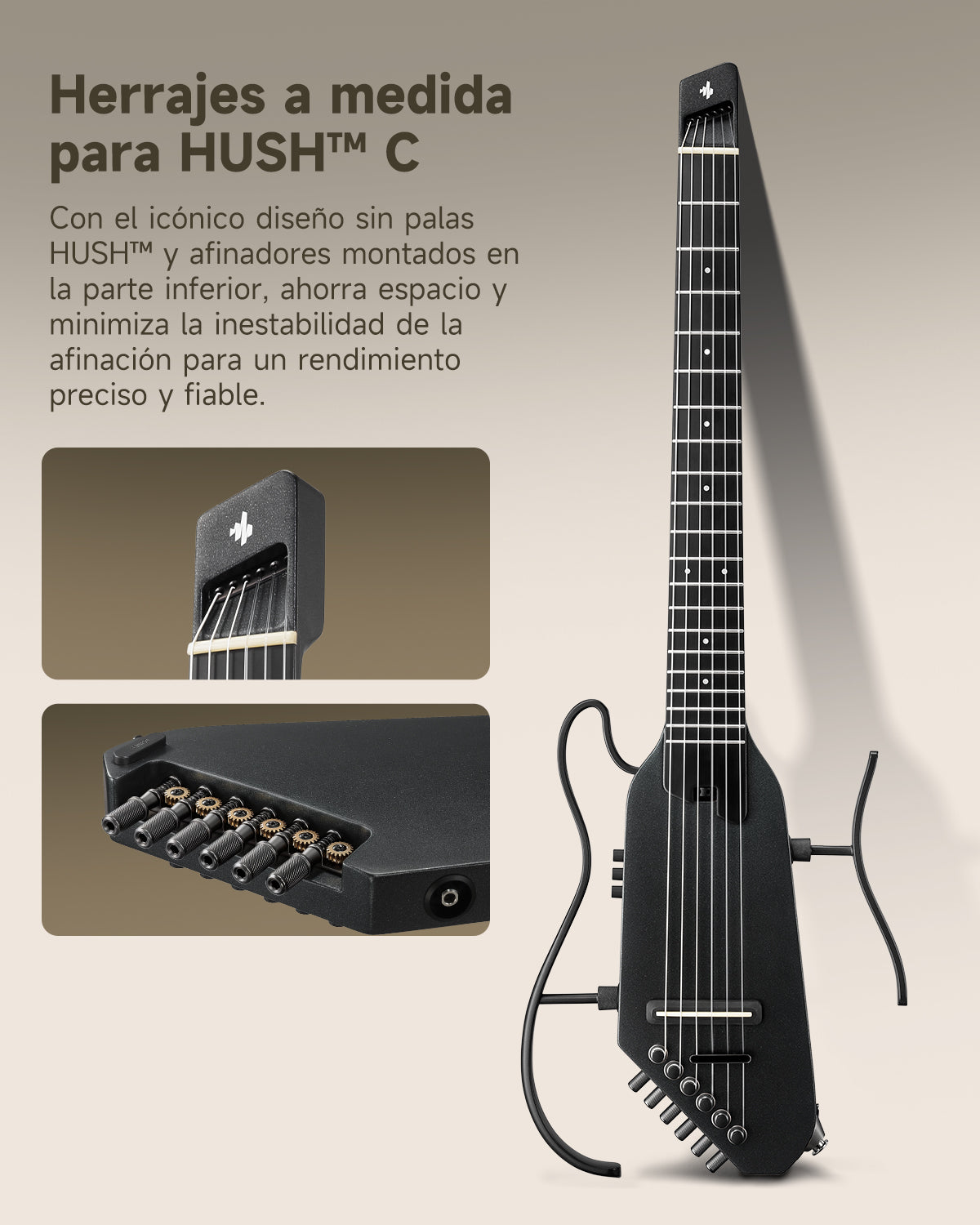 Donner HUSH C Guitarras Clásicas de Cuerdas de Nylon-Negro##