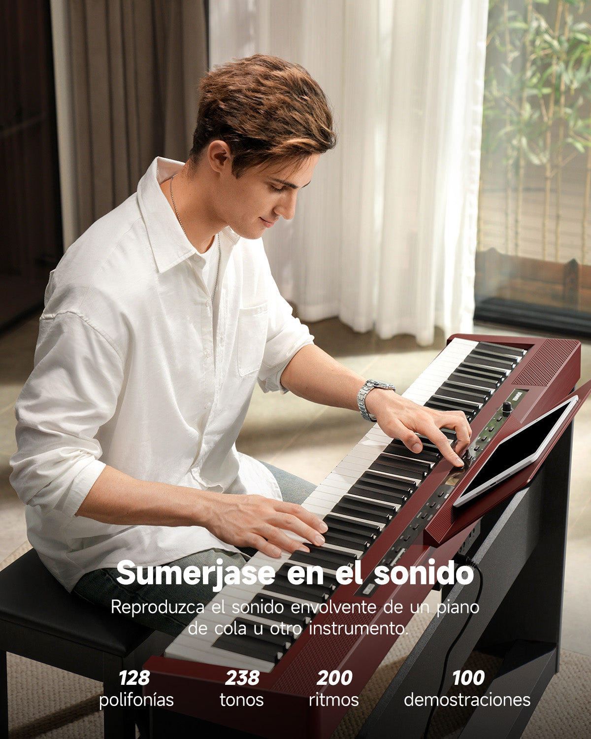 DONNER DEP-16S Piano digital portátil con soporte-Rojo##