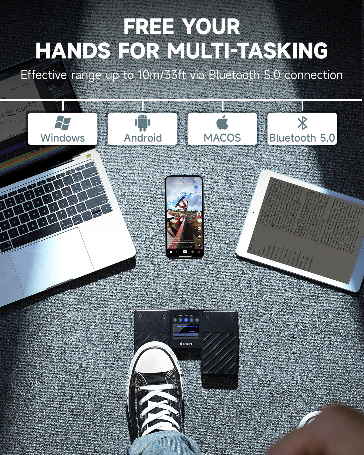 Donner DBM-50 Volteador de páginas con Bluetooth