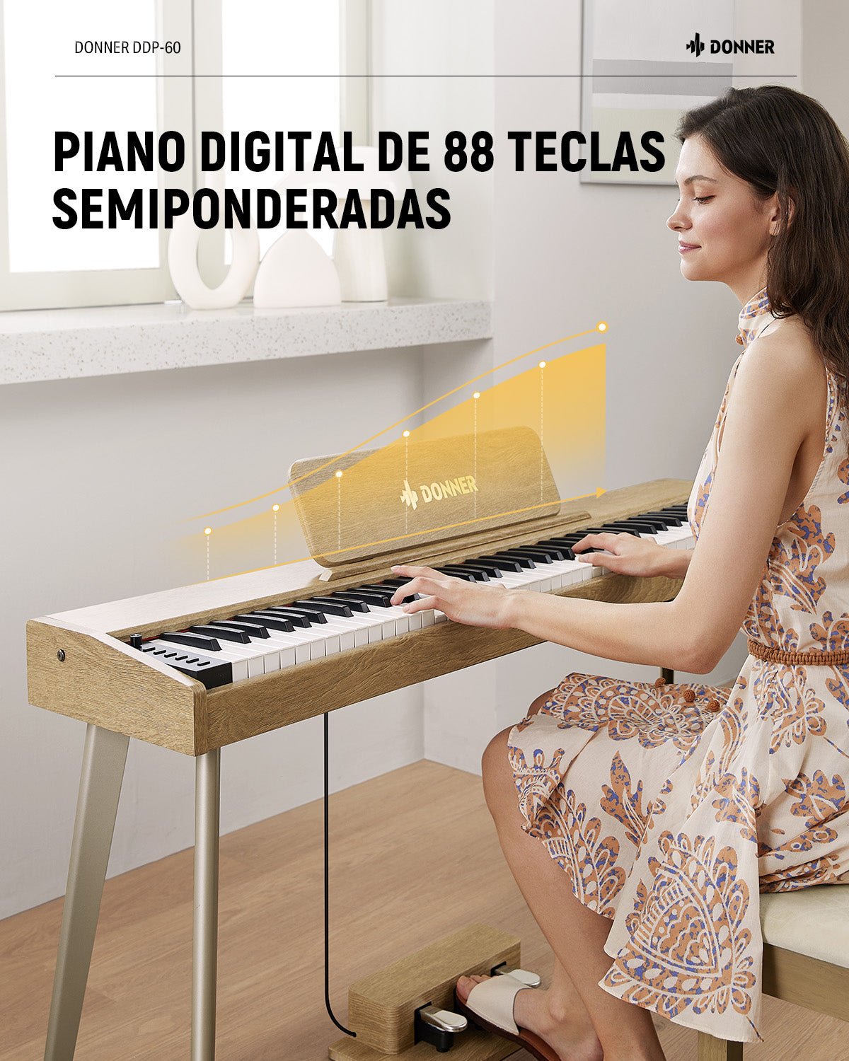 Donner DDP-60 Piano de teclado vertical de 88 teclas semipesadas