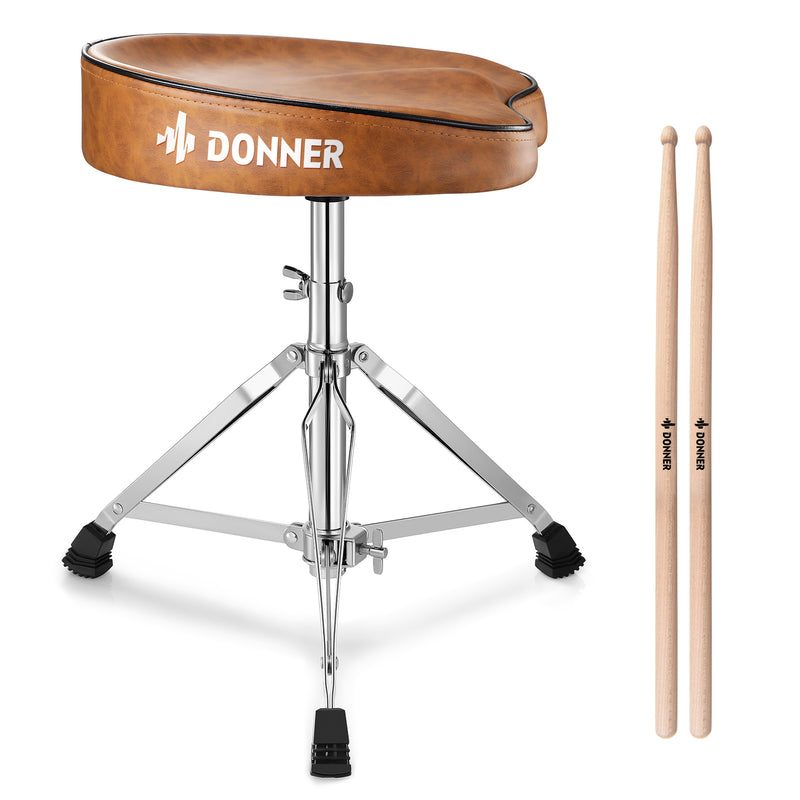 Donner DT-50 Trono de tambor Slim Saddle, Marrón