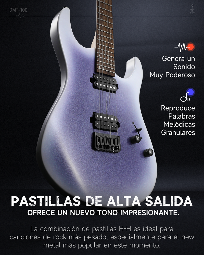 DONNER DMT-100 Guitarra Eléctrica de Cuerpo Sólido, Acabado Mate, 39 Pulgadas, Kit para Principiantes de Guitarra Eléctrica de Metal