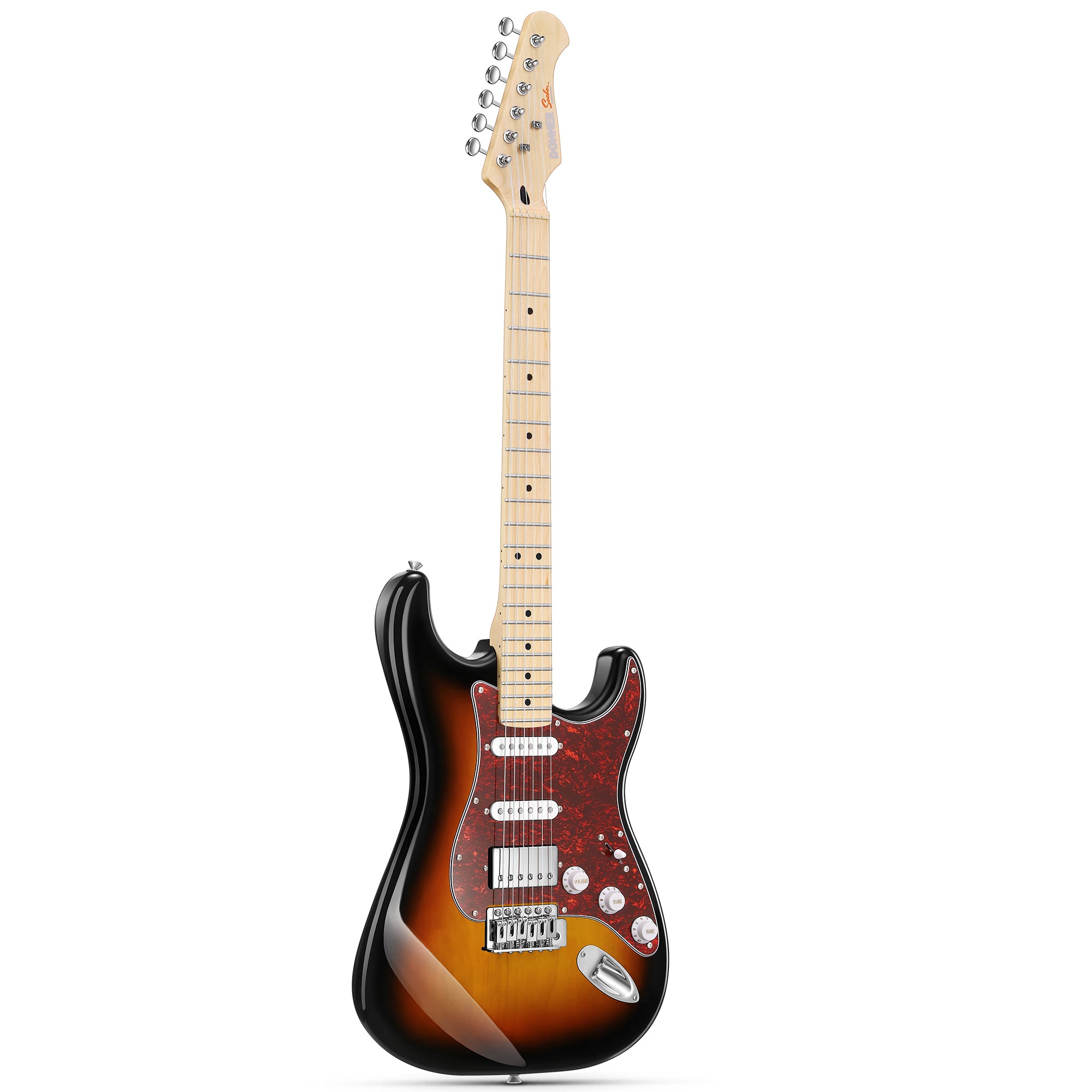 Donner DST-152 Guitarra Eléctrica de Tamaño Completo de 39 pulgadas, Pastillas HSS, Kit con Amplificador para Principiante