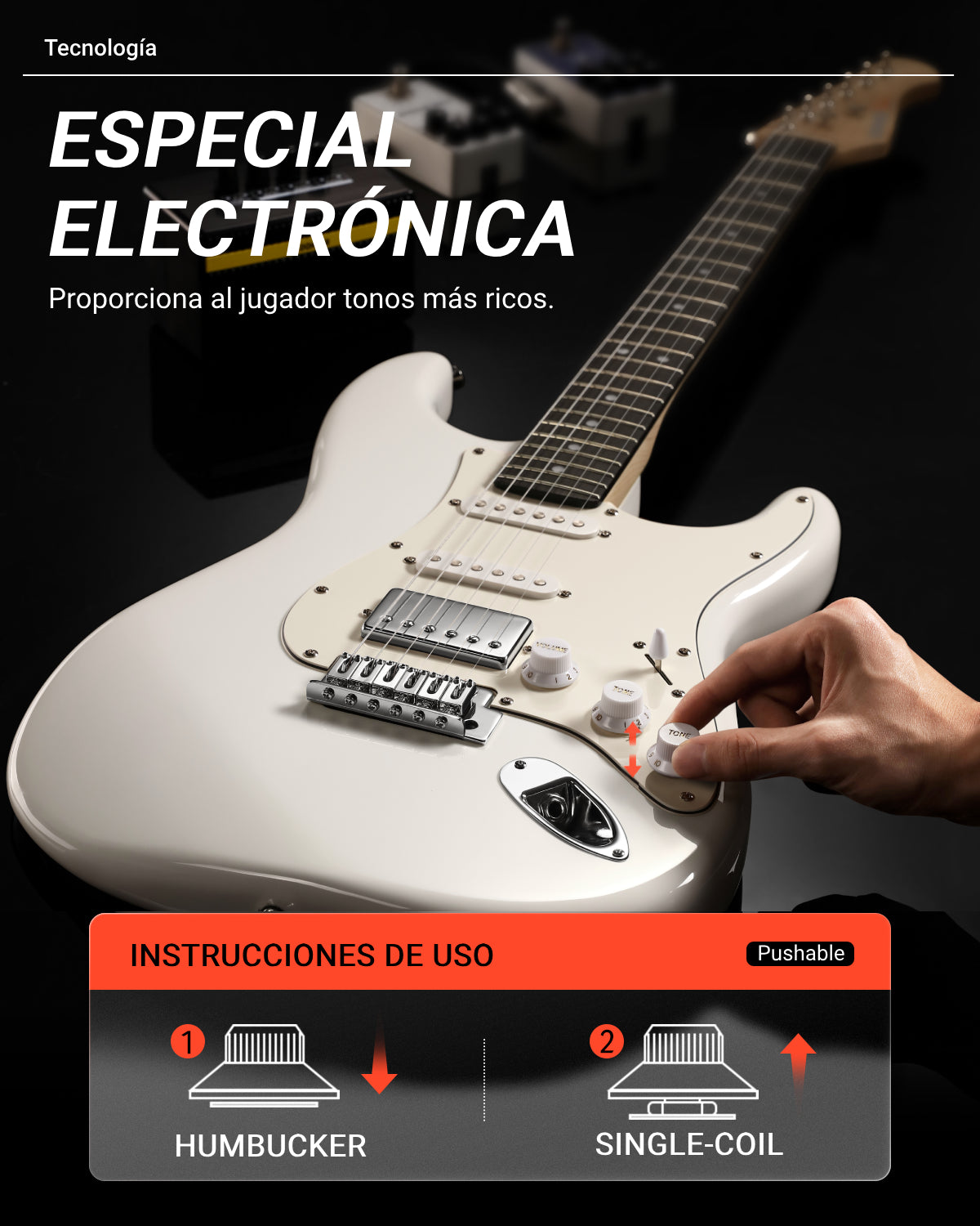 Donner Guitarra eléctrica modelo DST-152W, kit de inicio de guitarra eléctrica de 39" con pastilla HSS de división de bobina, incluye amplificador, funda, accesorios y es de color blanco polar