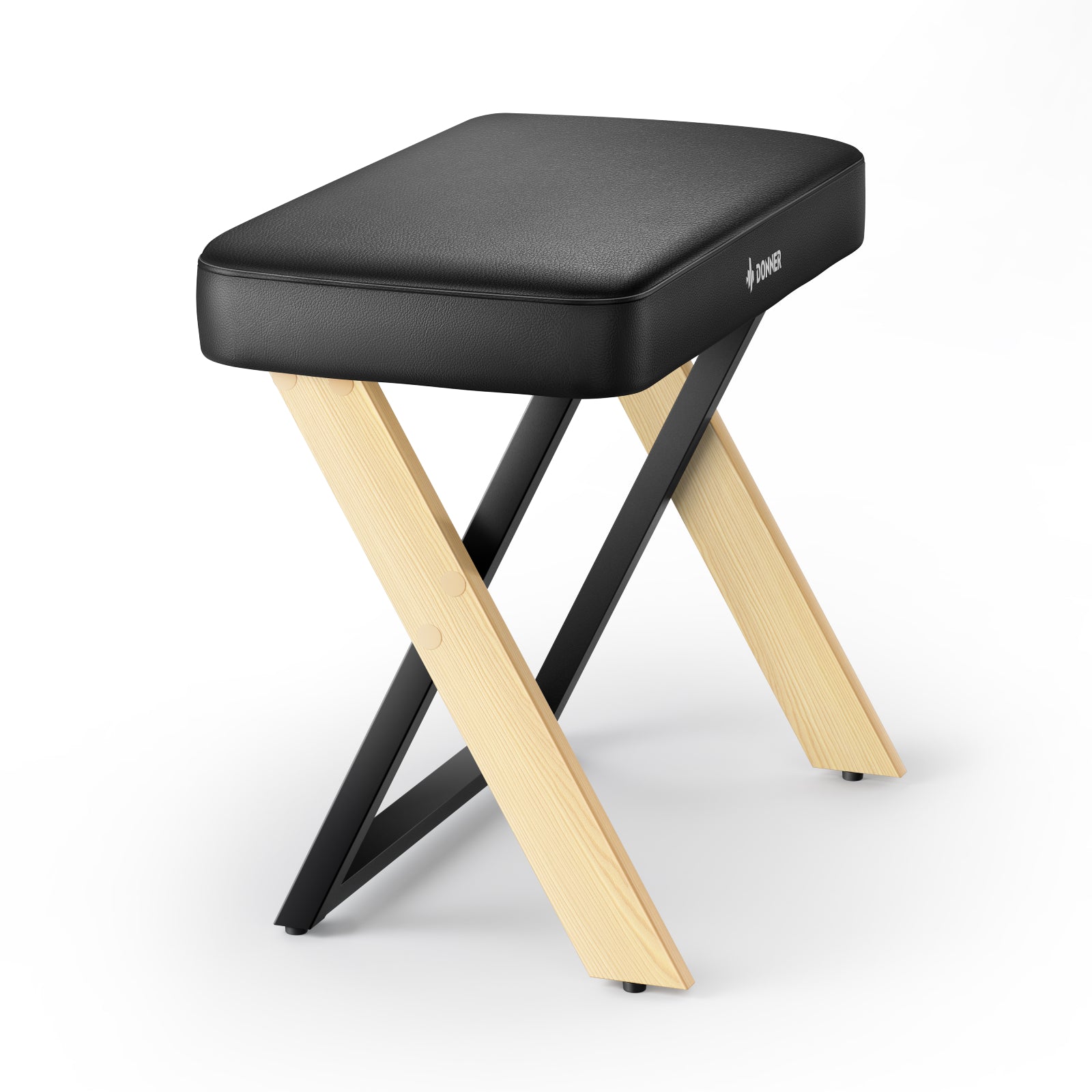 Donner DKB-300 Bancito de piano estilo hogar con cojín grueso, color de madera claro