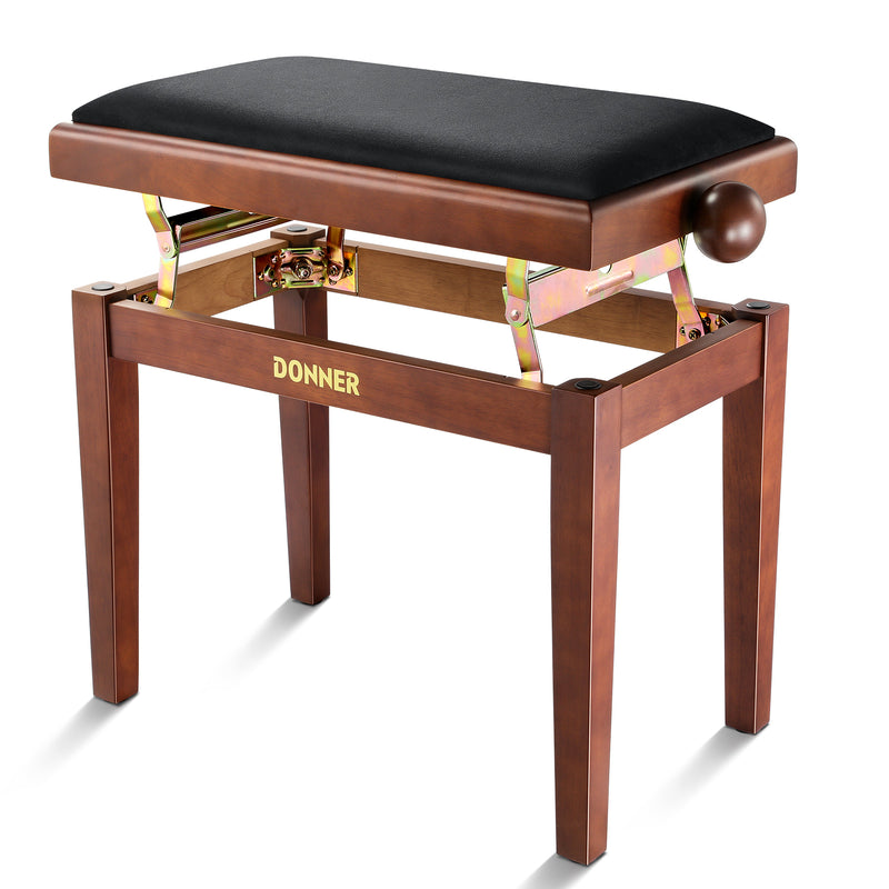 DONNER Banqueta de altura regulable para piano Marrón mate