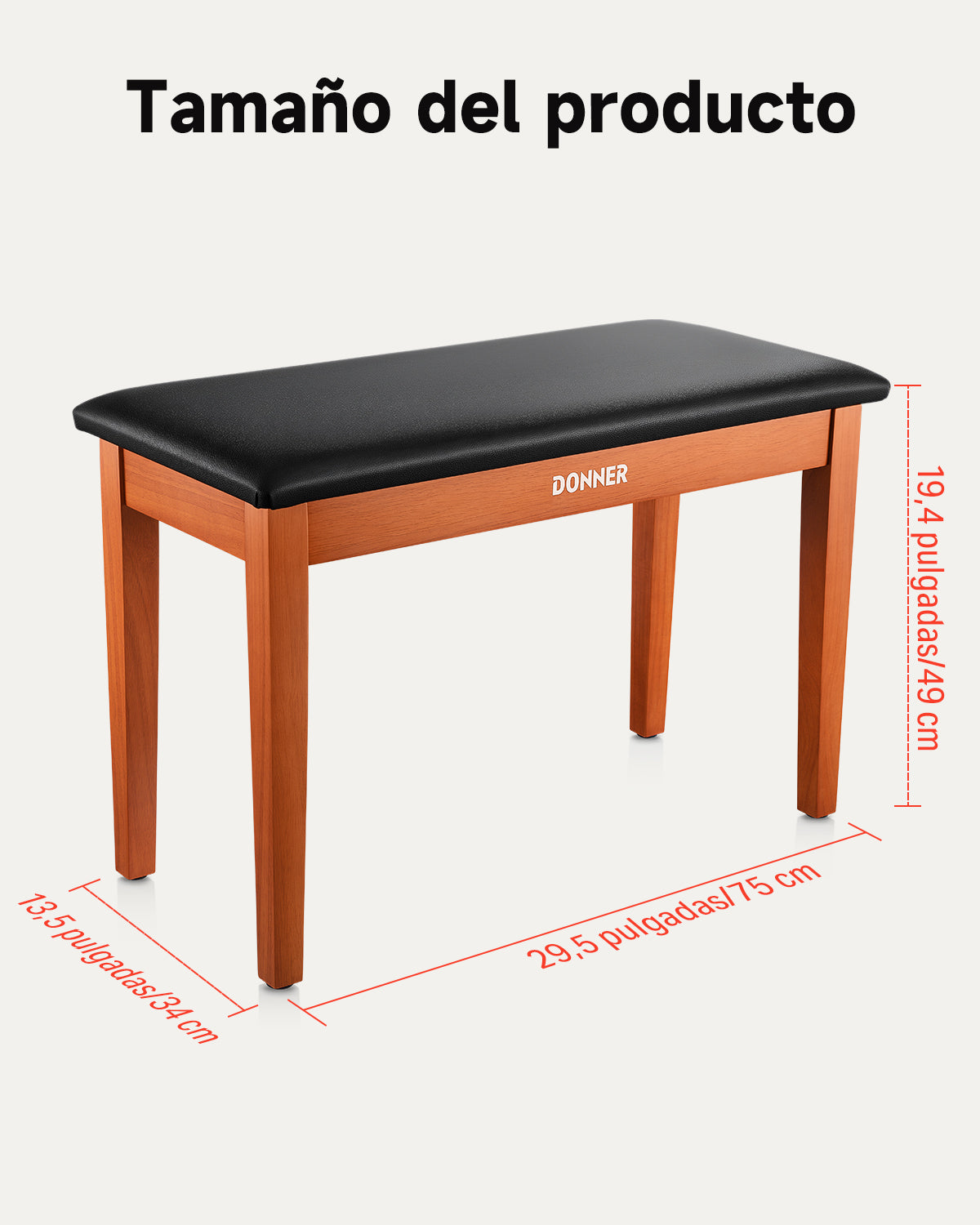 Donner Taburete para piano dúo con espacio de almacenamiento, madera