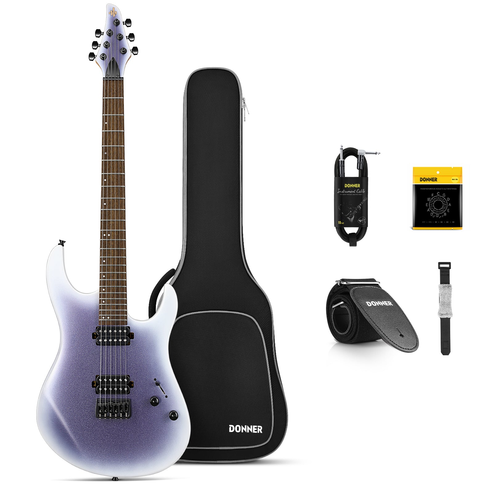DONNER DMT-100 Guitarra Eléctrica de Cuerpo Sólido, Acabado Mate, 39 Pulgadas, Kit para Principiantes de Guitarra Eléctrica de Metal