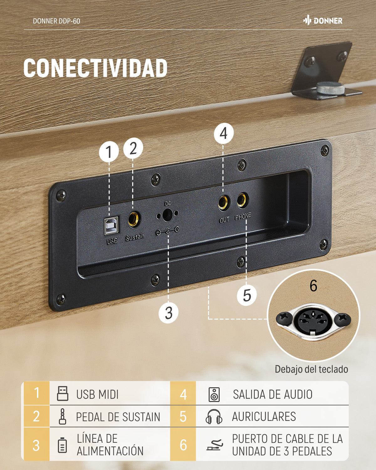 Donner DDP-60 Piano de teclado vertical de 88 teclas semipesadas