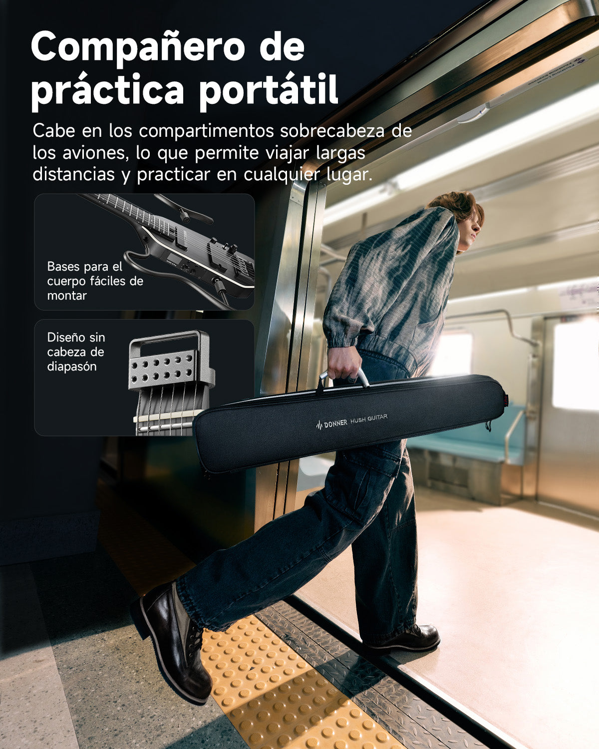 Donner HUSH-X PRO Guitarra Eléctrica-Negro##