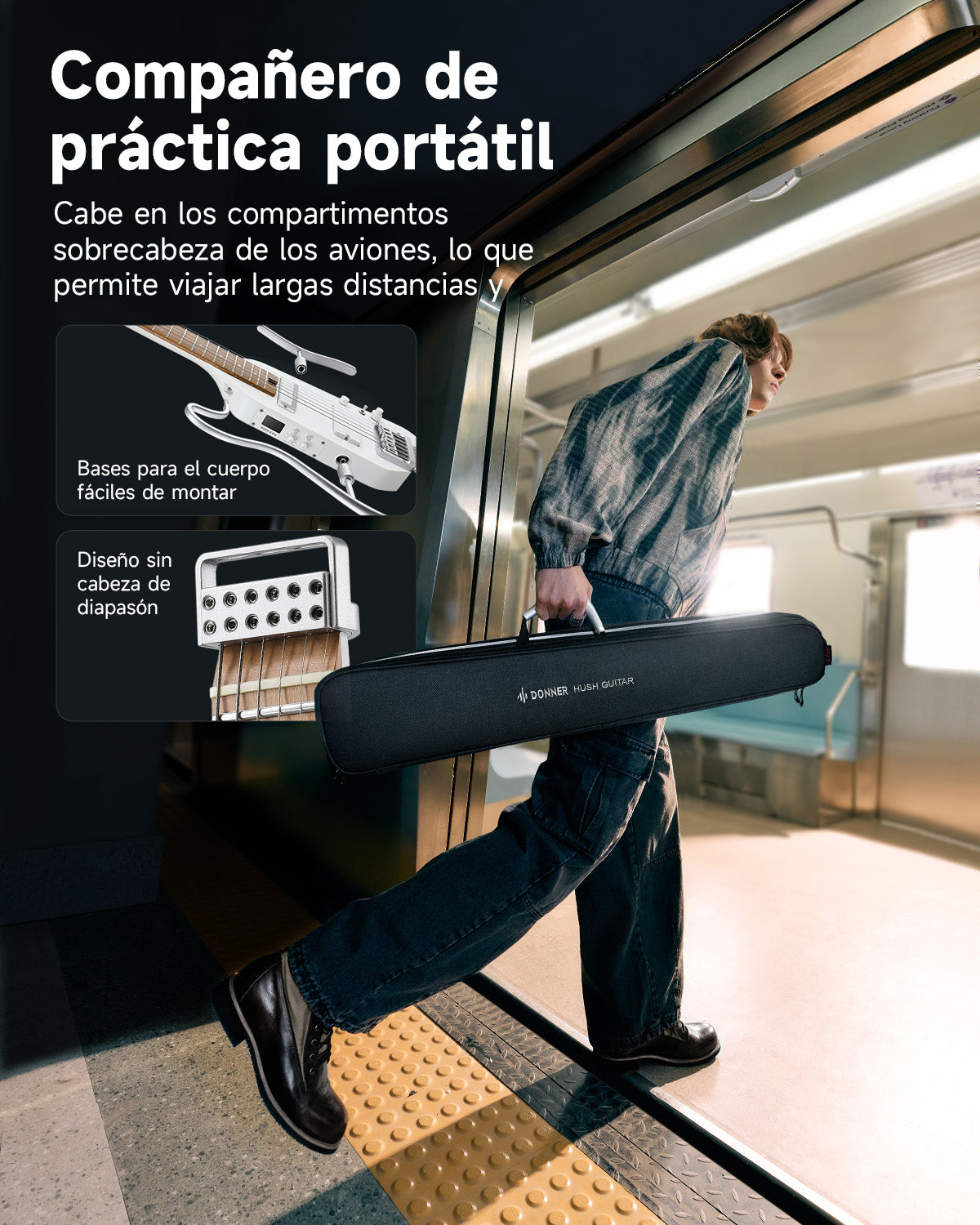 Donner HUSH-X PRO Guitarra Eléctrica-Blanco##