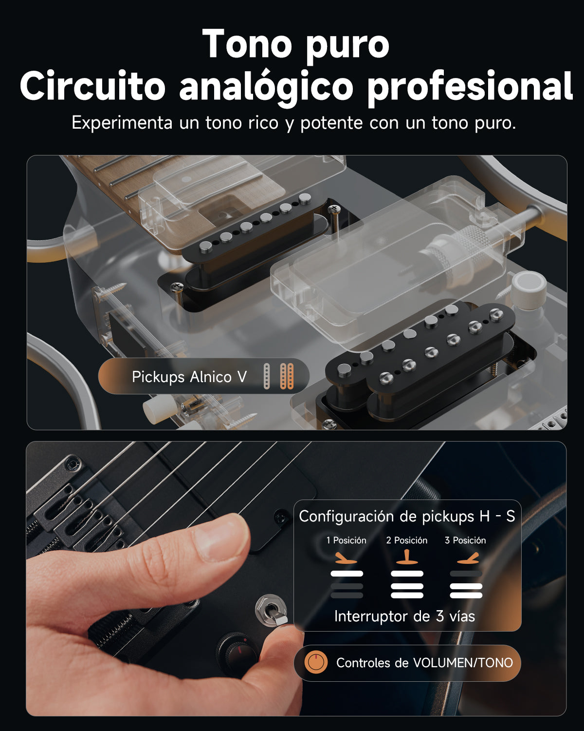 Donner HUSH-X PRO Guitarra Eléctrica-Negro##