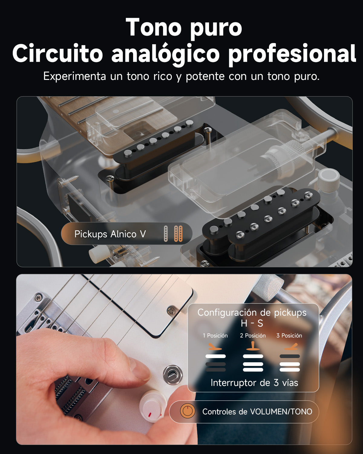 Donner HUSH-X PRO Guitarra Eléctrica-Blanco##