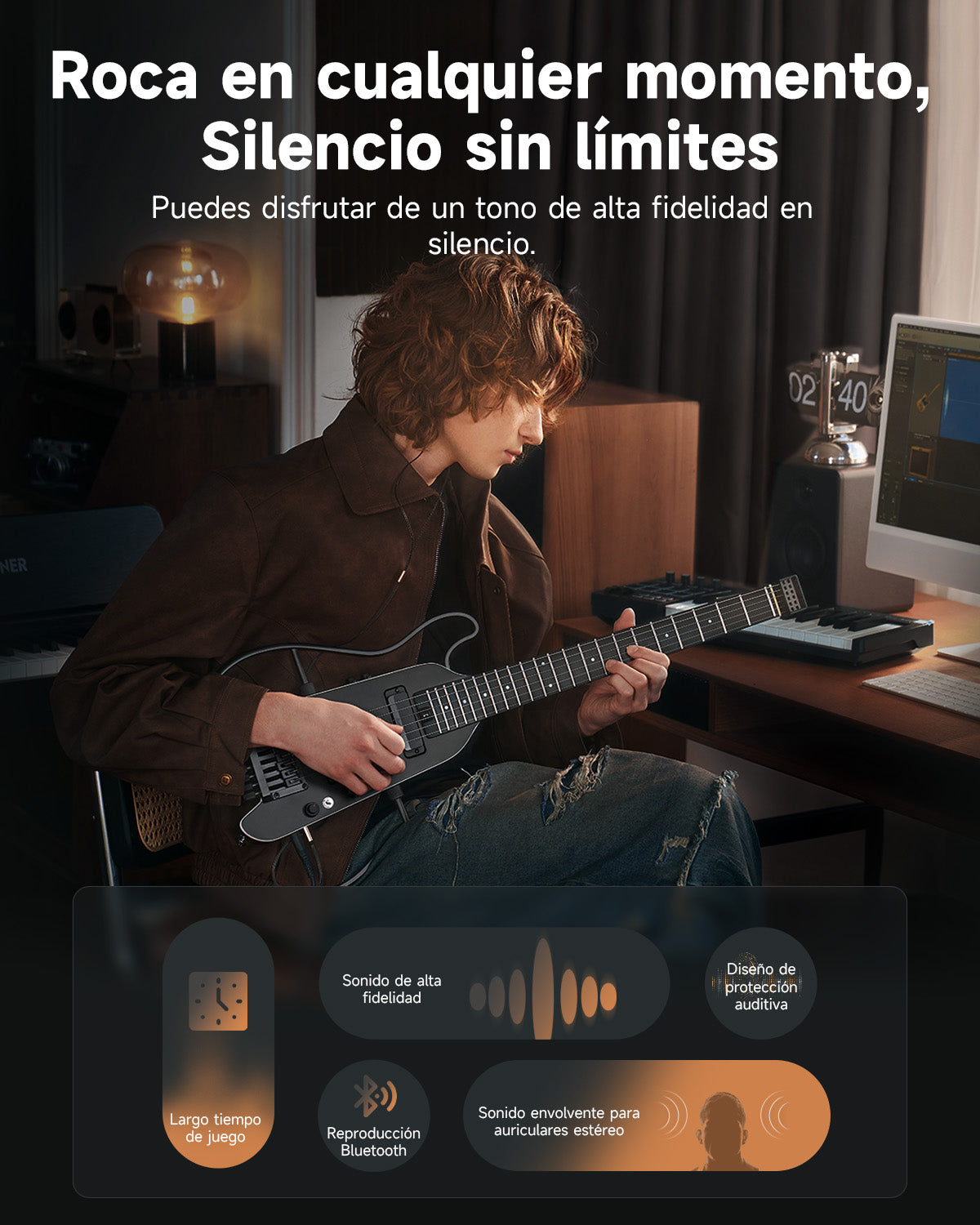 Donner HUSH-X PRO Guitarra Eléctrica-Negro##