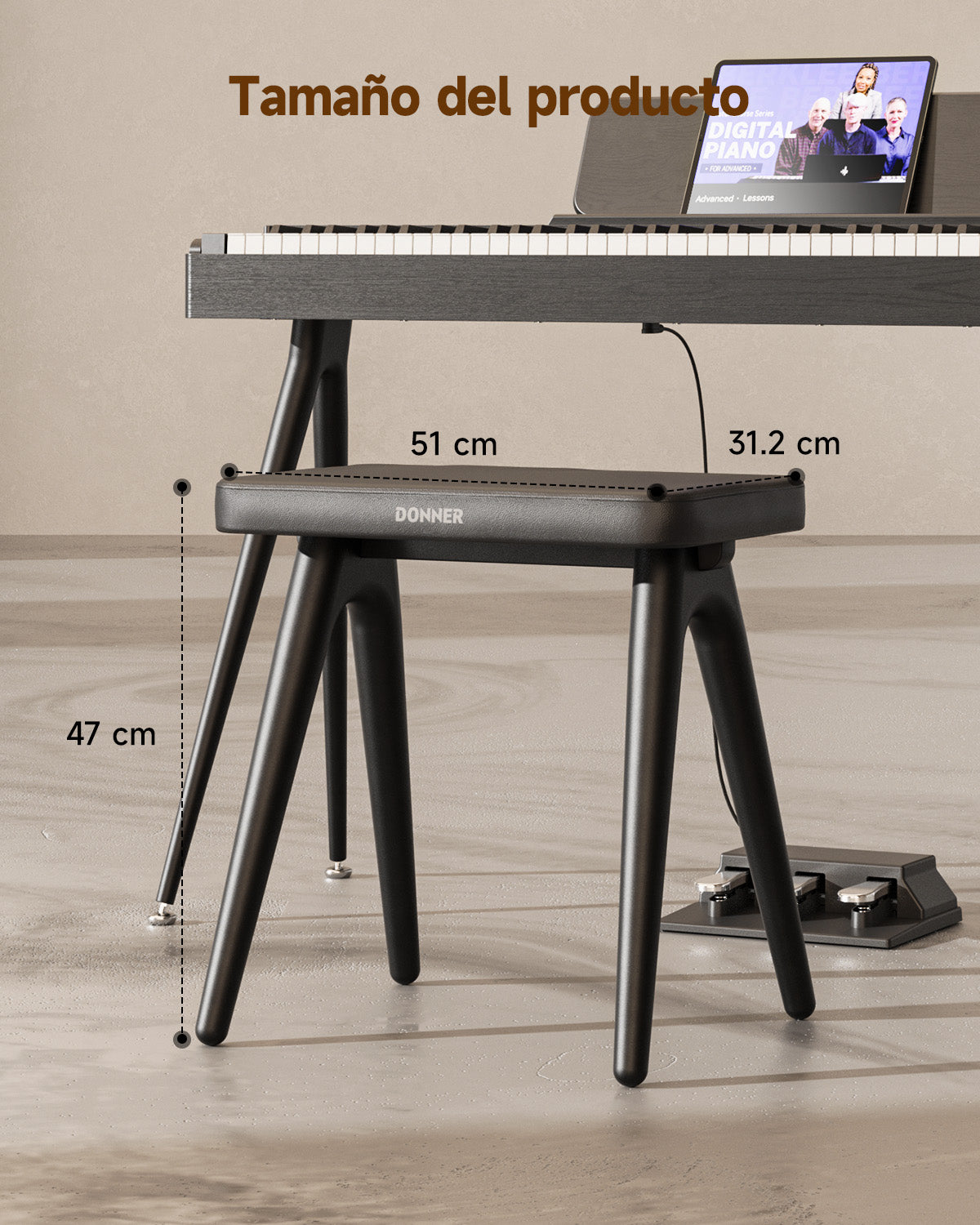Donner DKB-100 Home Style Banco para piano de madera maciza