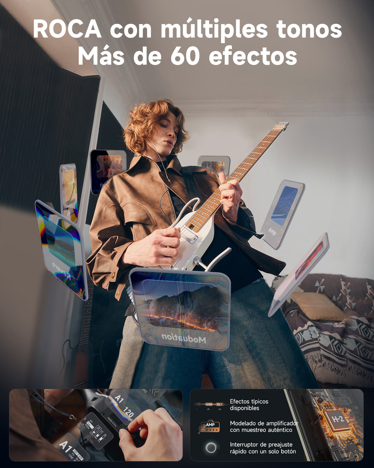 Donner HUSH-X PRO Guitarra Eléctrica-Blanco##