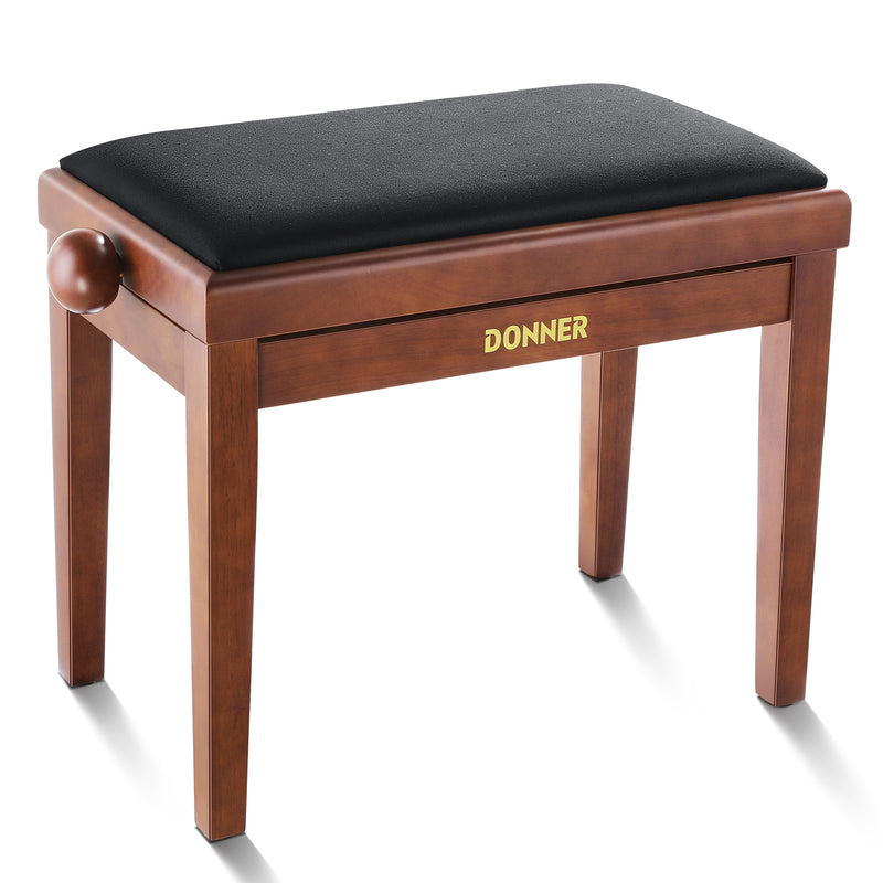 DONNER Banqueta de altura regulable para piano Marrón mate
