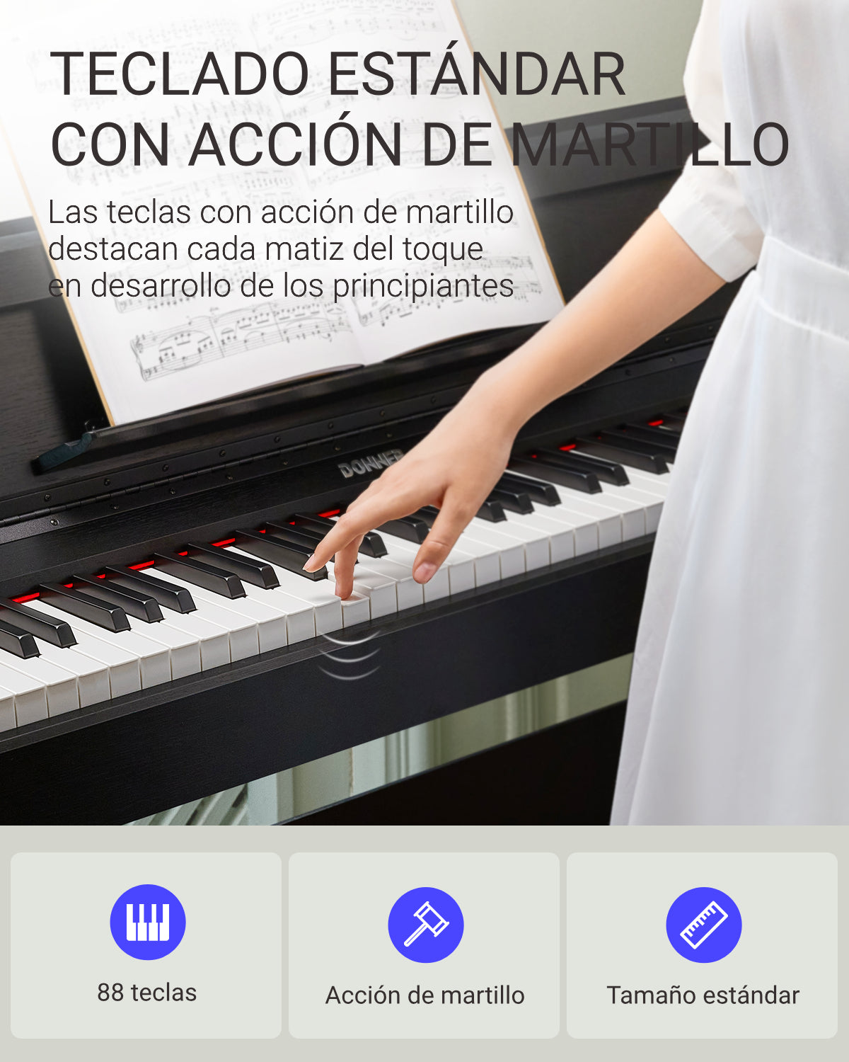 Donner DDP-90 de 88 Teclas Piano Digital de Peso Completo donner musioc mexico