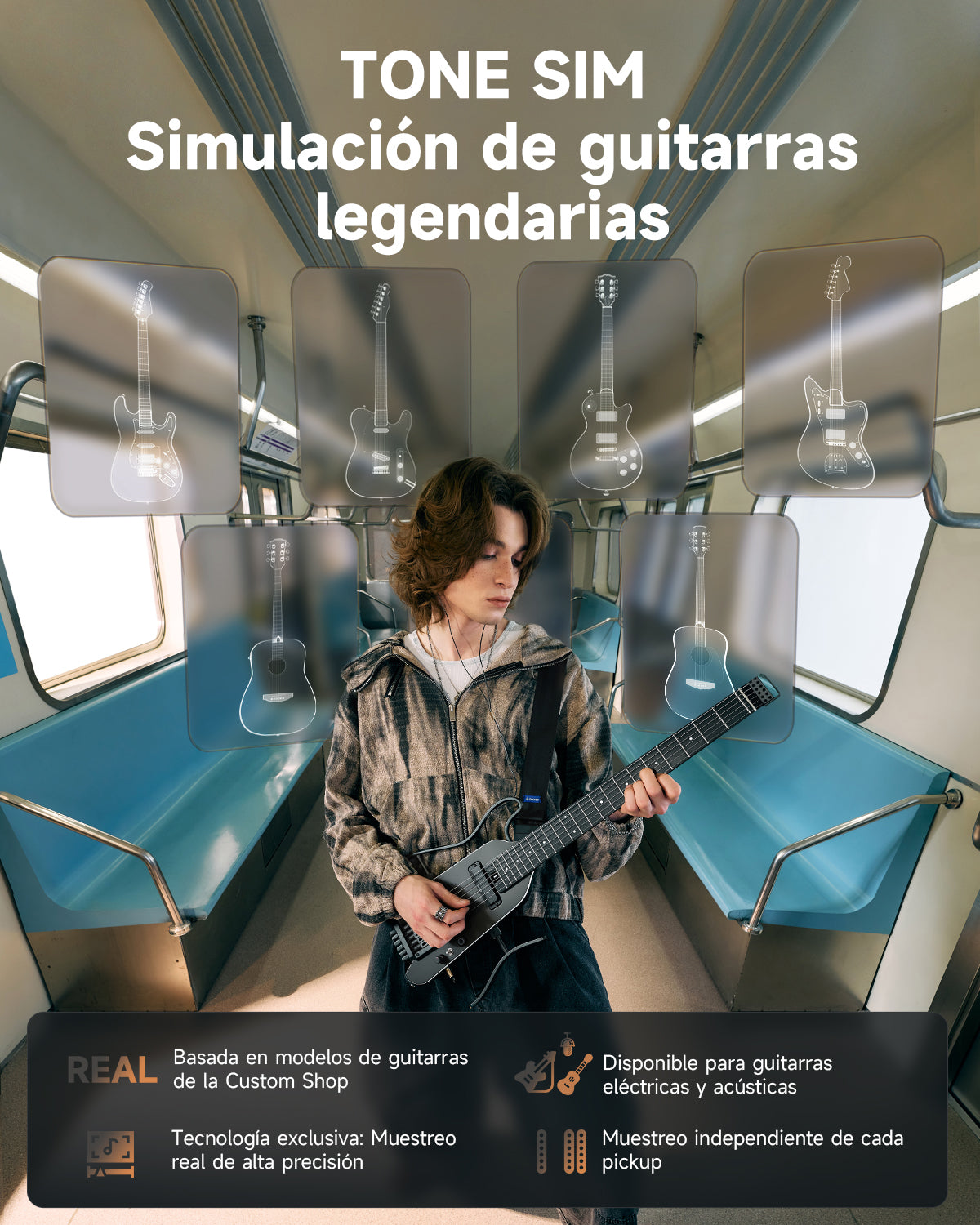Donner HUSH-X PRO Guitarra Eléctrica-Negro##