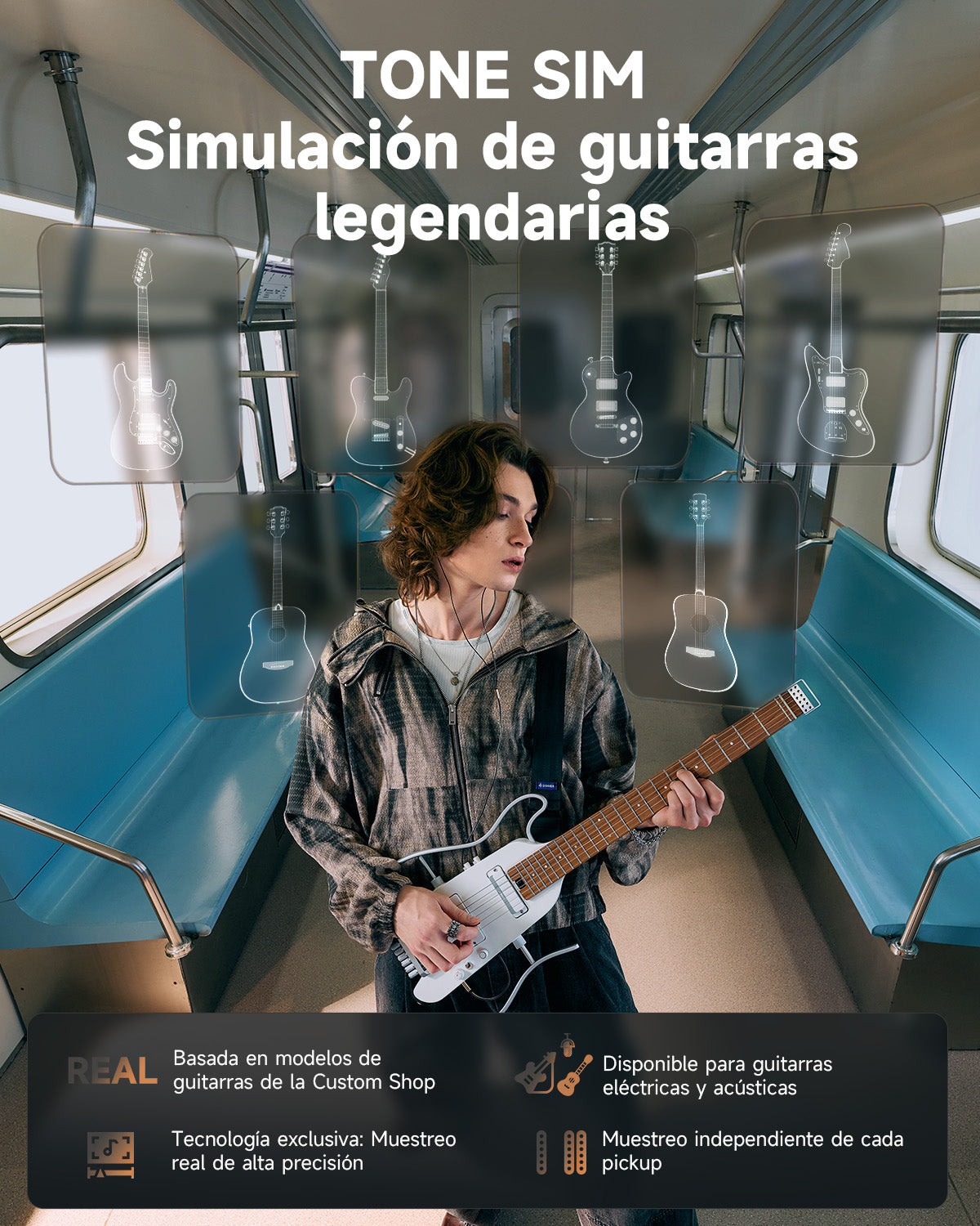 Donner HUSH-X PRO Guitarra Eléctrica-Blanco##