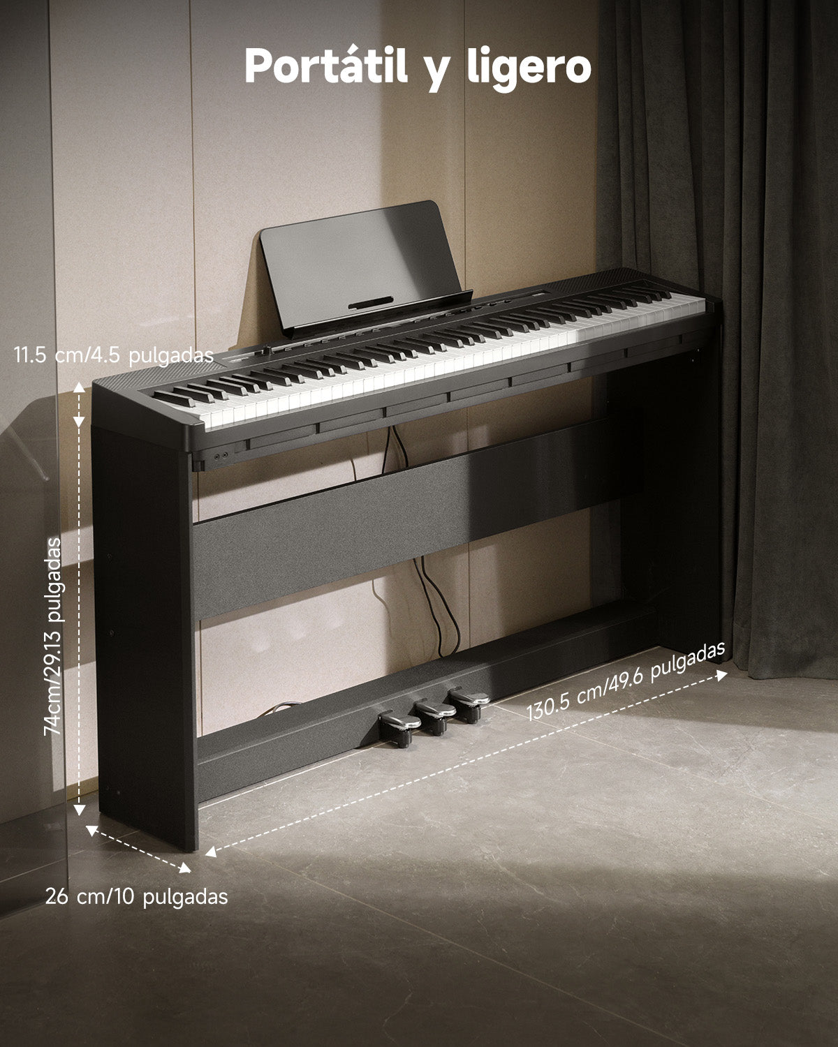 DONNER DEP-16S Piano digital portátil con soporte-Negro##