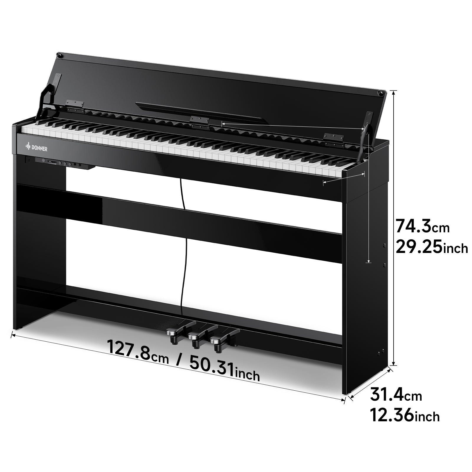 Donner DDP-75 Piano Digital Vertical Con Tapa Abatible