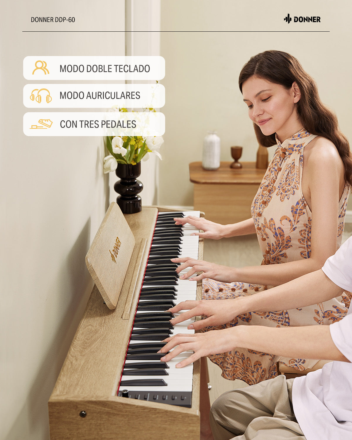 Donner DDP-60 Piano de teclado vertical de 88 teclas semipesadas
