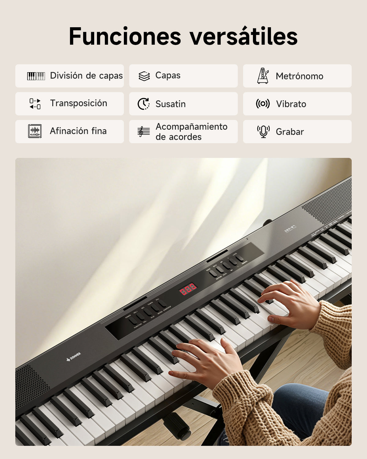 Donner DEP-07 de 88 teclas piano digital portátil con contrapesos