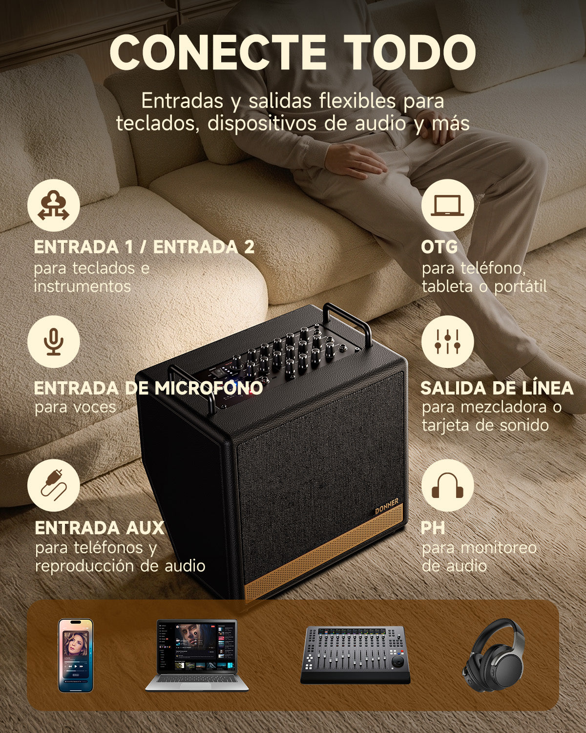 DONNER DKA-50 Amplificador de teclado de 50W
