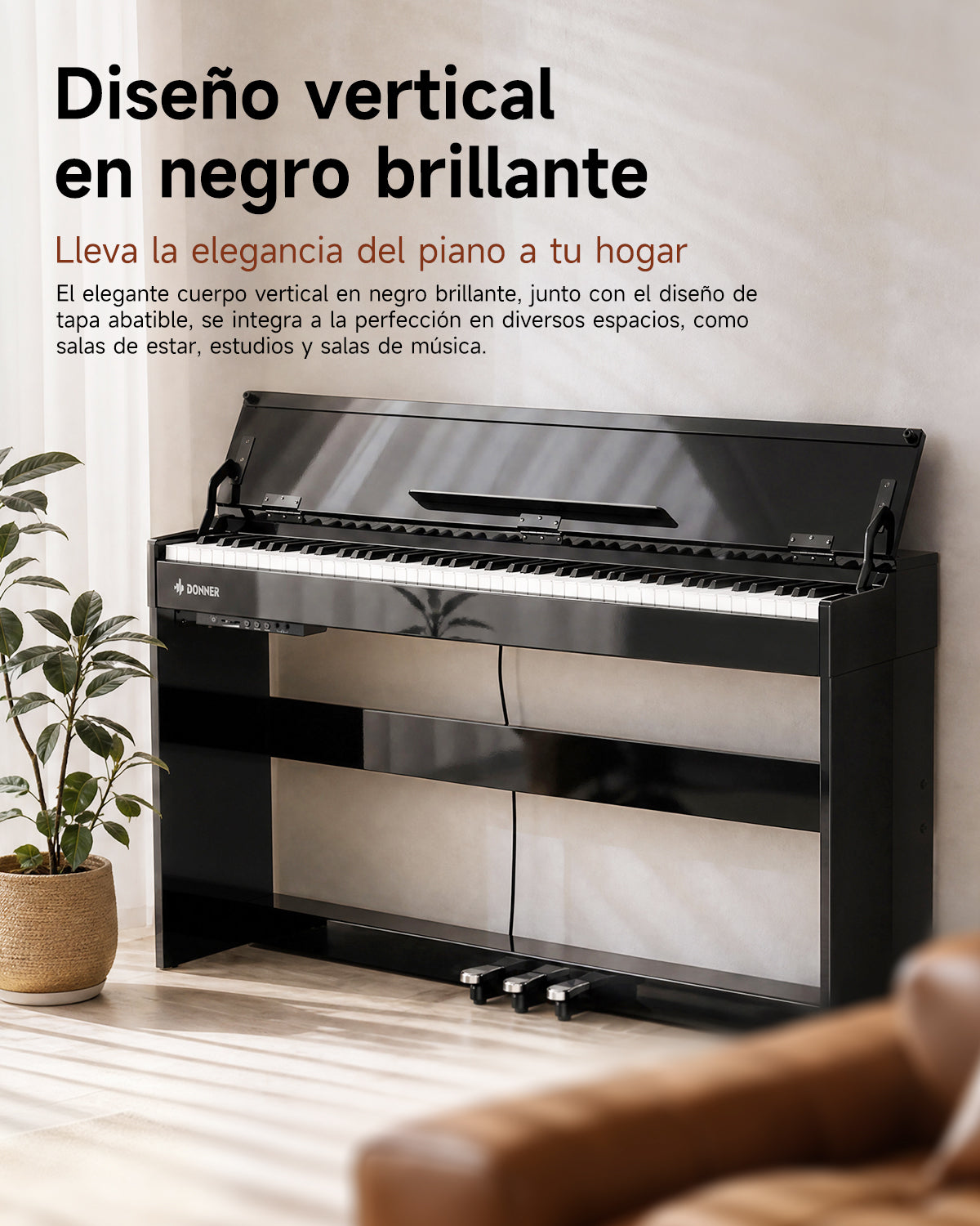 Donner DDP-75 Piano Digital Vertical Con Tapa Abatible
