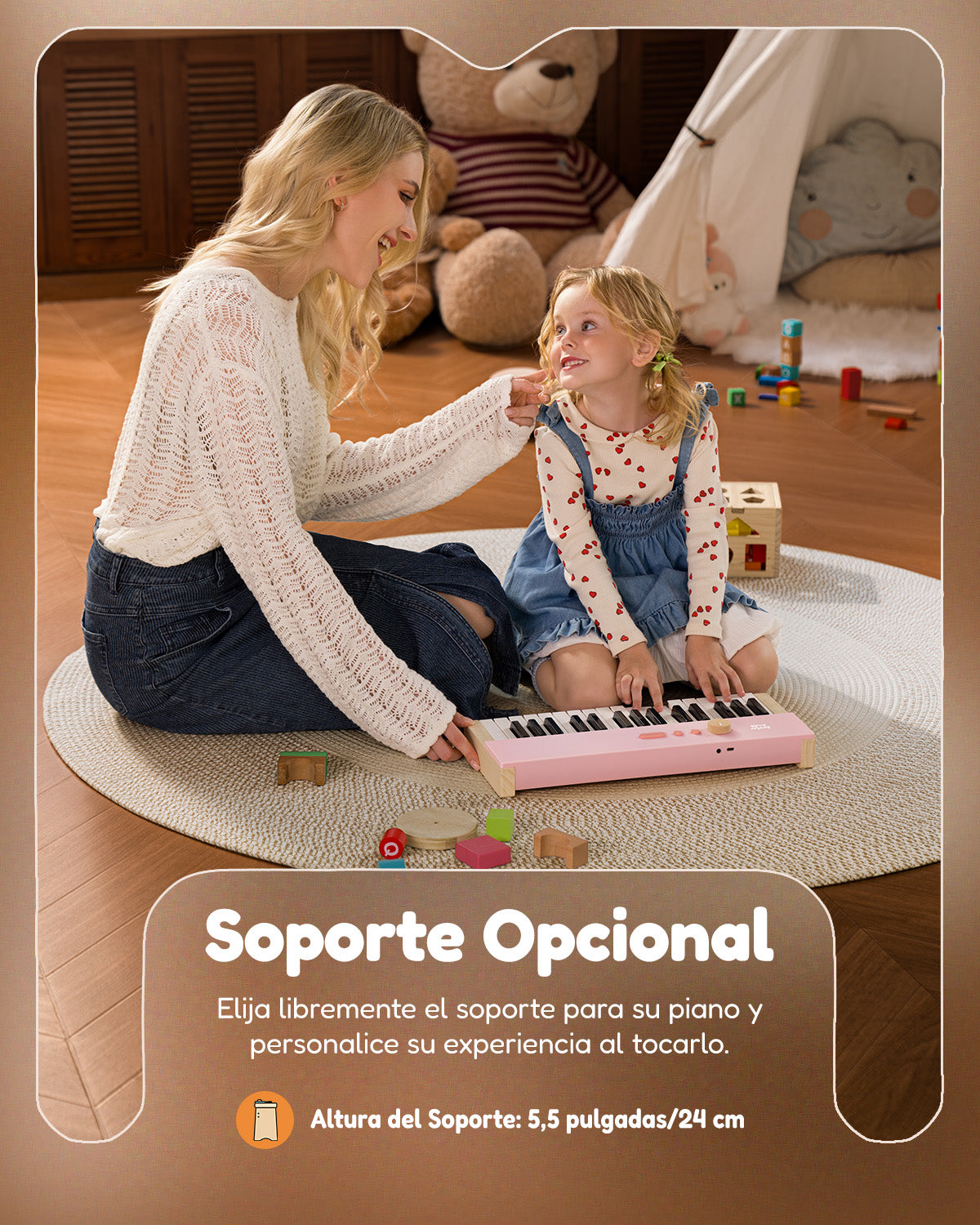 Eastar KIDO V-10 Teclado Electrónico Para Niños 32 Teclas-Rosa##